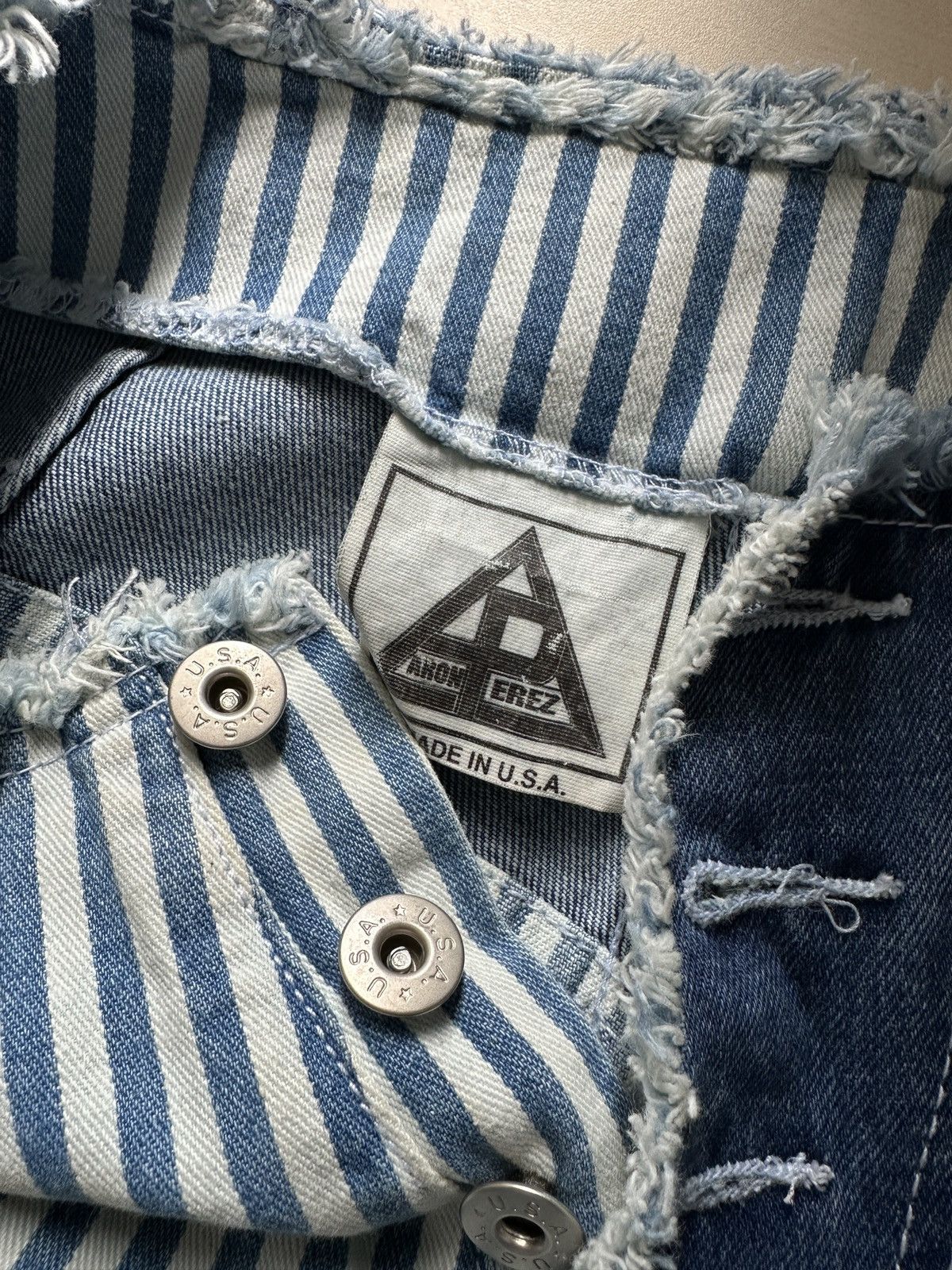 If Six Was Nine × Seditionaries Y2K Patchwork Denim Flared Baggy Stripe Jeans Size 32" / US 10 / IT 46 - 8 Thumbnail