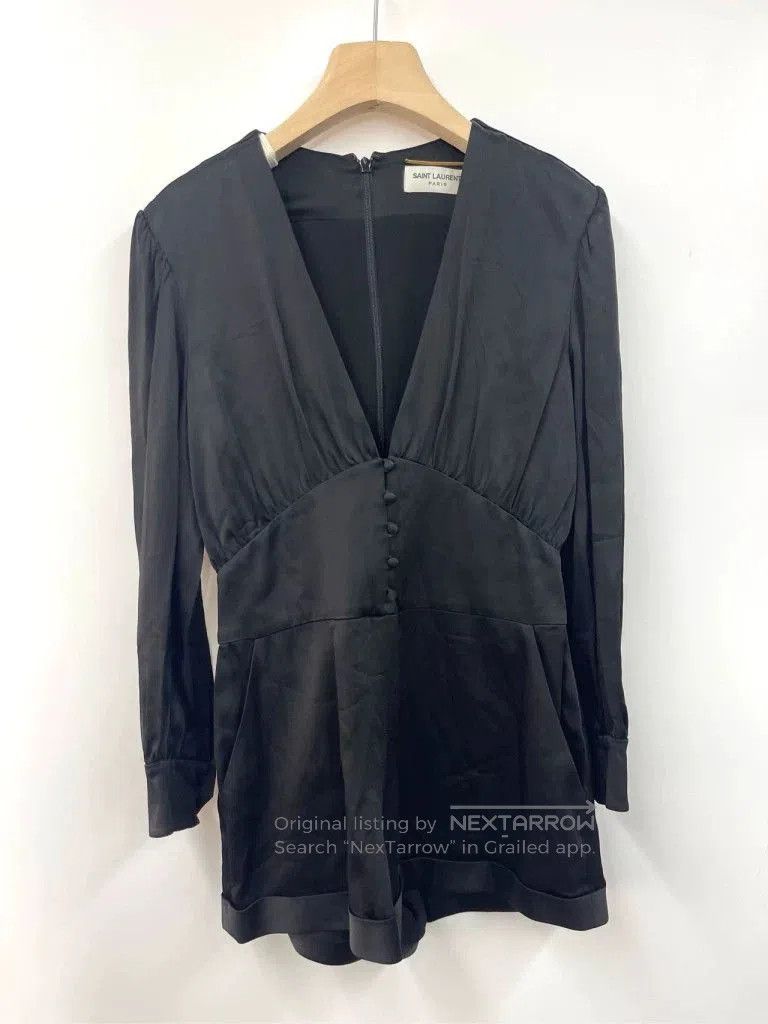 Yves Saint Laurent Saint Laurent Black Acetate Long Sleeve Playsuit. Size M / US 6-8 / IT 42-44 - 6 Thumbnail