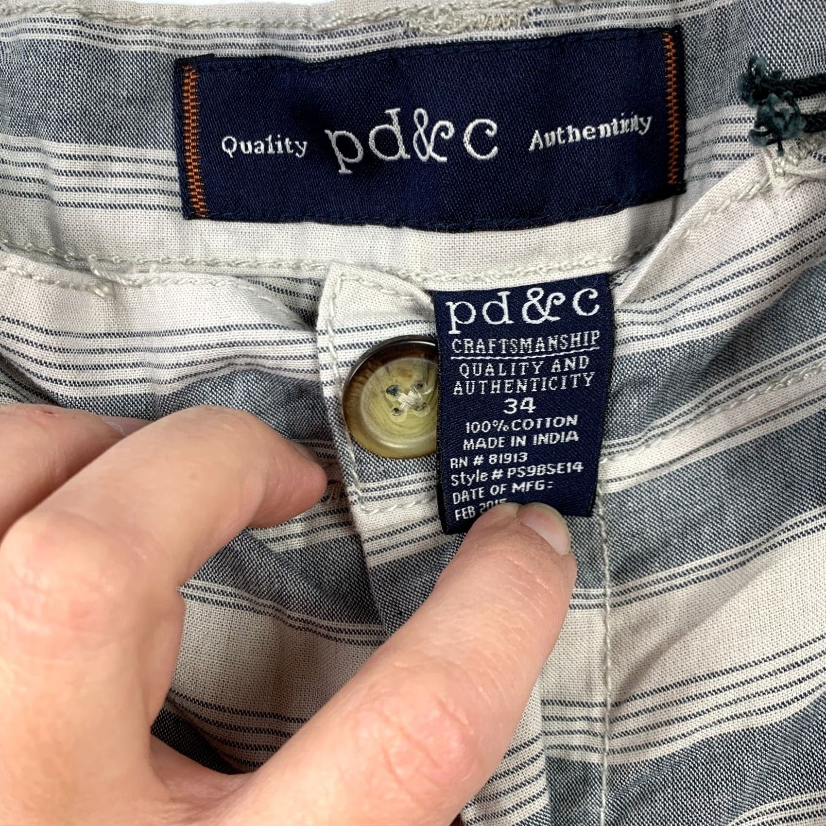 PD&C PD&C Striped Blue White Cotton Chino Shorts Mens Shorts Size 34 NWT Size US 34 / EU 50 - 3 Thumbnail