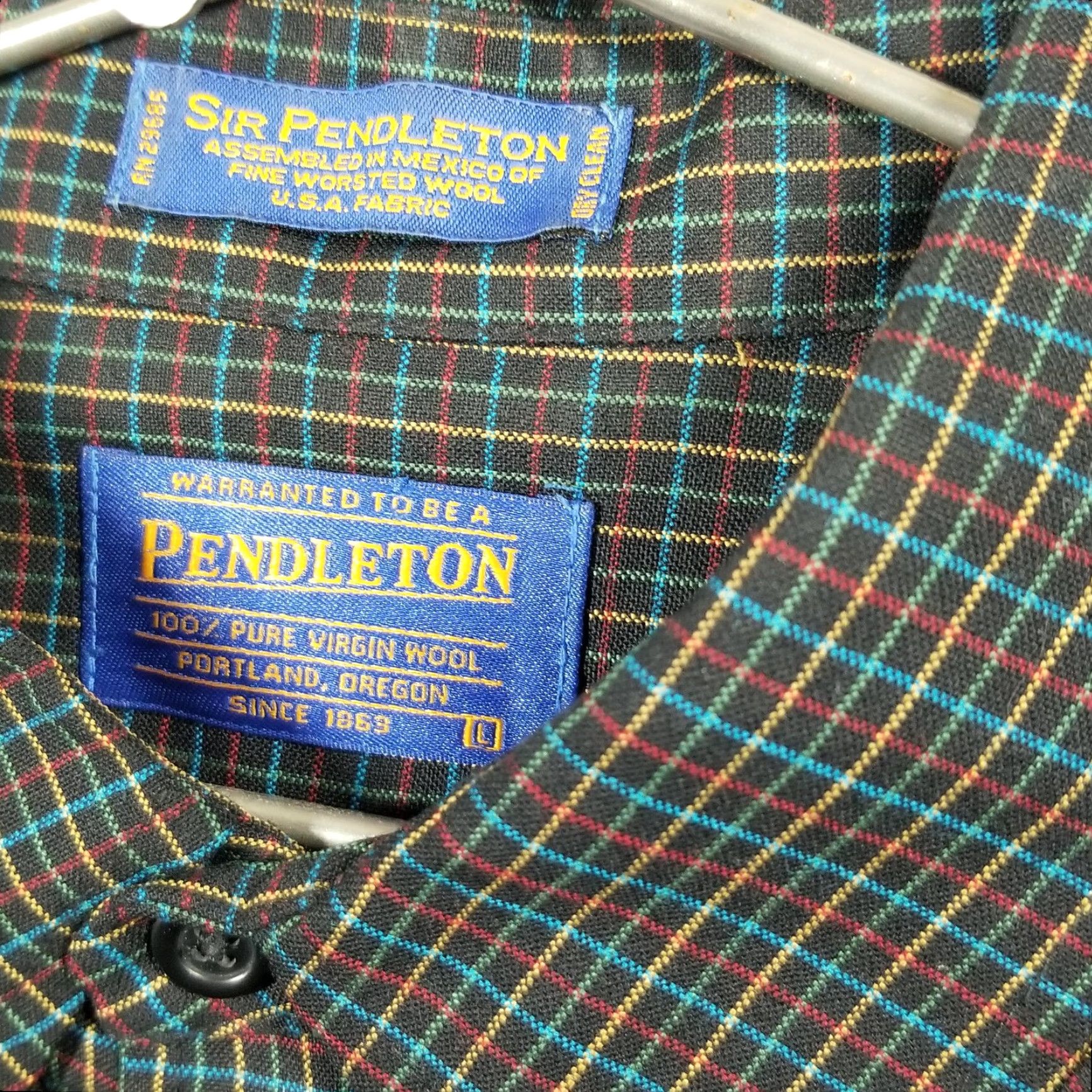 Pendleton VINTAGE Pendleton Wool Western Shirt Men’s Large Long Sleeve Plaid check 100% Wool Outdoor Casual Size US L / EU 52-54 / 3 - 2 Thumbnail