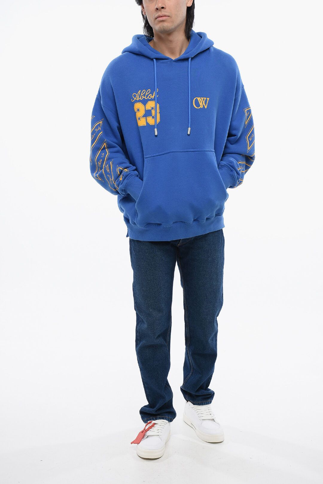 Off-White og1mm1025 Brushed Cotton Ow23 Skate Fit Hoodie in Blue Size US L / EU 52-54 / 3 - 4 Thumbnail