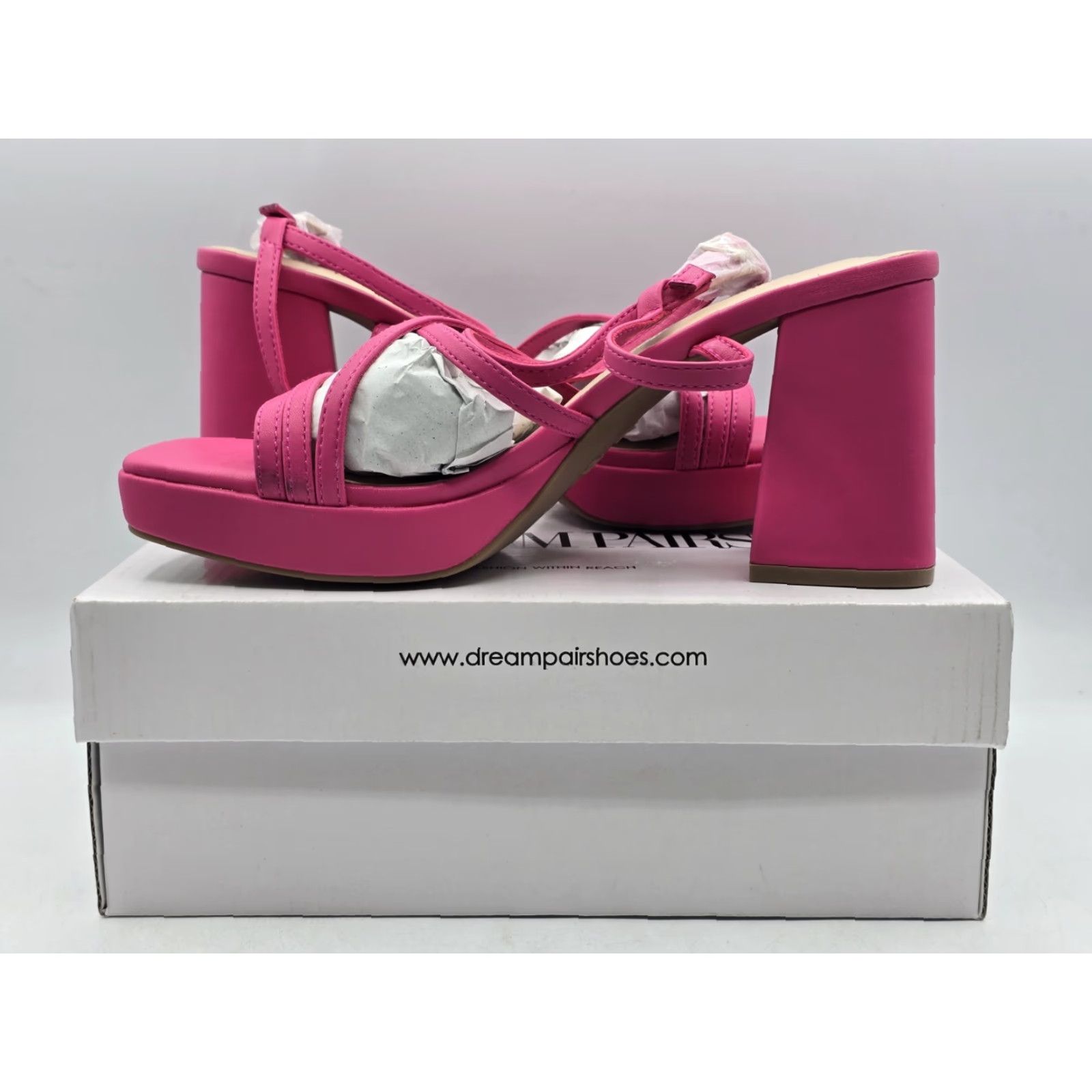 Pinko Dream Pairs Sandal Women’s Platform Chunky Heeled Sandal - Hot Pink - Size 7.5 - Strappy Ankle Strap - Pink - Women - NIB Size US 8 / IT 38 - 5 Thumbnail