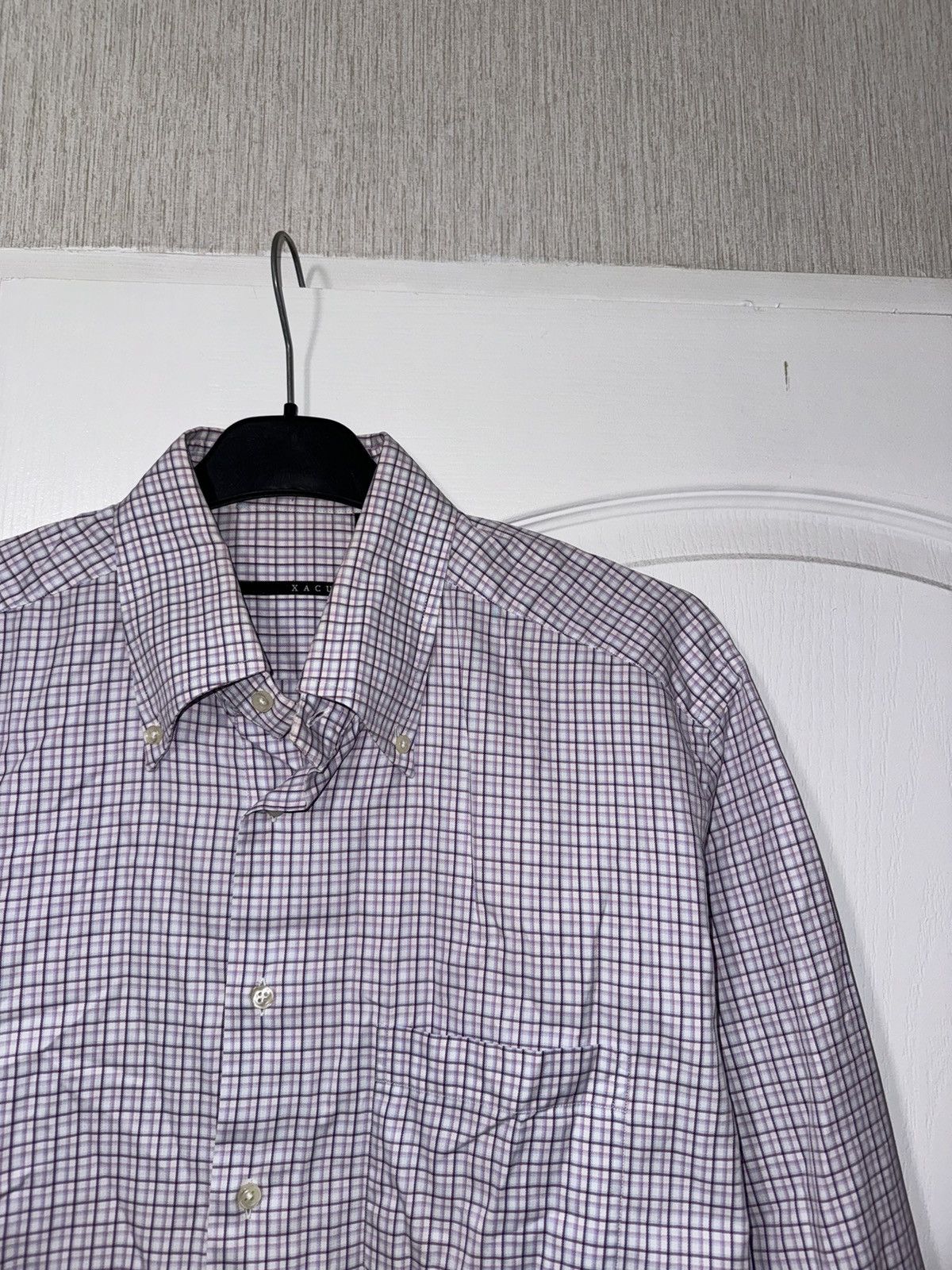 Designer × Japanese Brand × Vintage Xacus Button Shirt Madi Italy Men’s XLarge Check Collar Size US XL / EU 56 / 4 - 6 Thumbnail