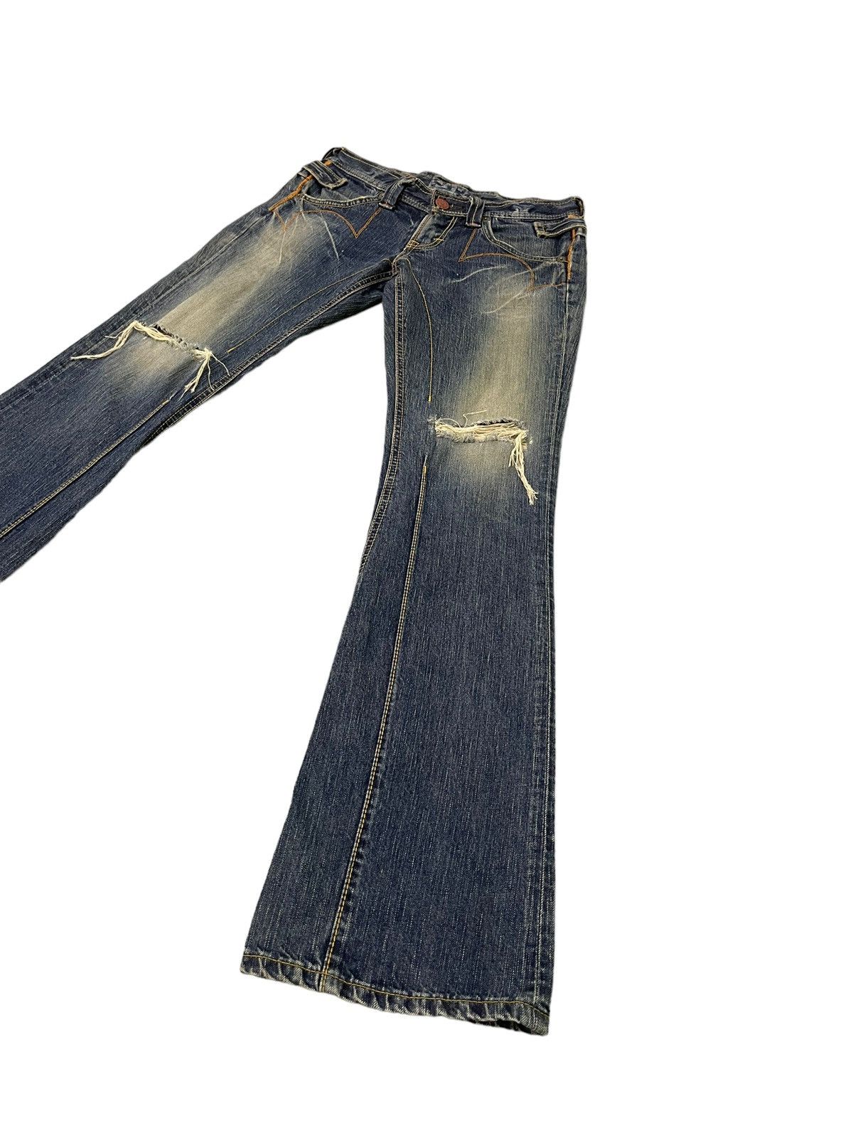 Edwin Flare Jeans Edwin Japan Faded Distress Boot Cut 8🟦1 Size US 29 - 3 Thumbnail