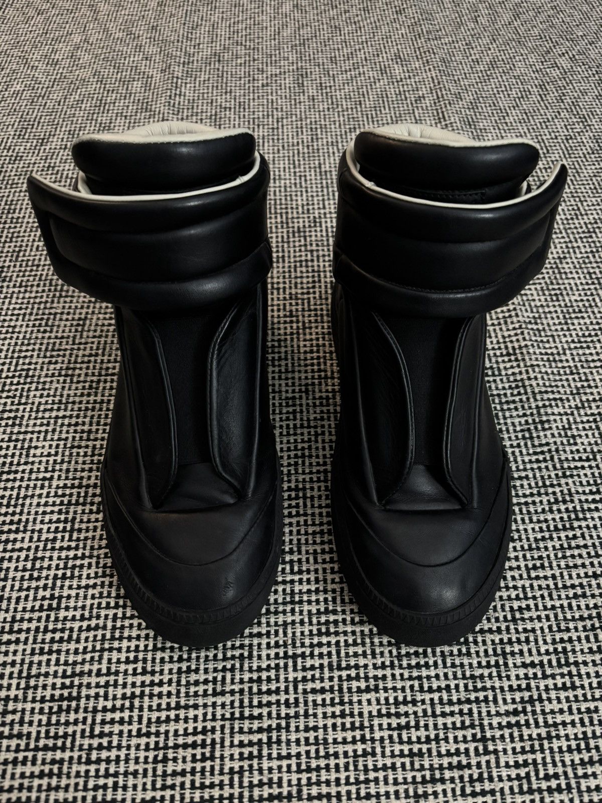 Maison Margiela Future High Chunky Black Leather Shoes, Men's (Size 8)