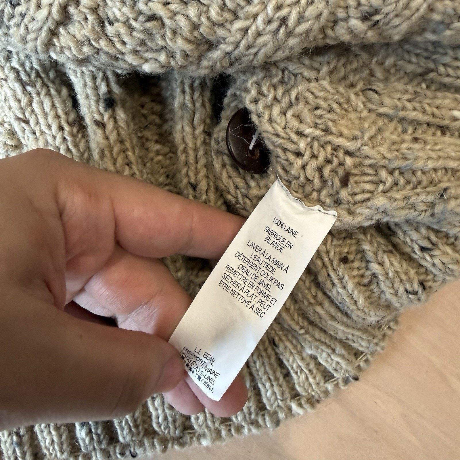 L.L. Bean LL Bean Aran Knit Sweater XL Beige Fisherman Heavy Wool Size US XL / EU 56 / 4 - 7 Thumbnail