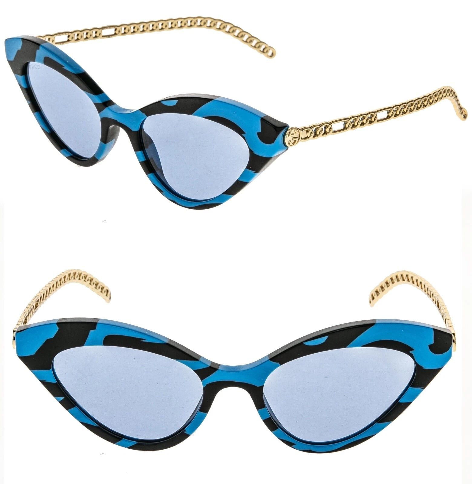 Gucci GUCCI GG0978S CHAIN 0978 Gold Black Blue Heart Charm 005 Size ONE SIZE - 2 Thumbnail