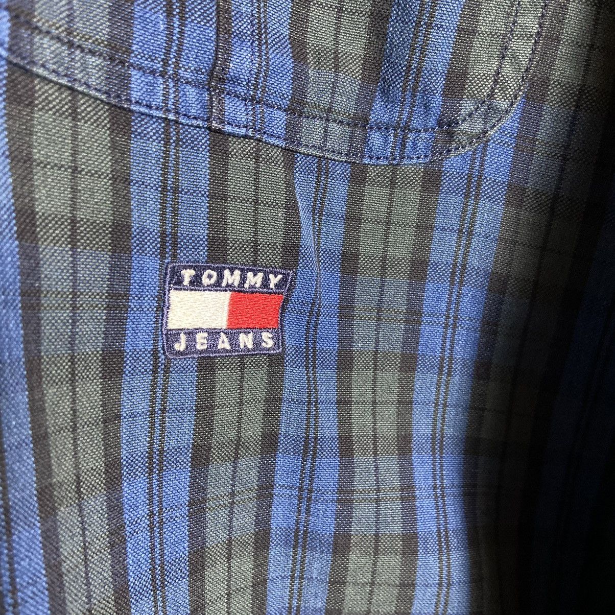 Tommy Hilfiger × Vintage Vintage 90s Tommy Hilfiger Jeans Flannel Jeans Collar Shirt Size US L / EU 52-54 / 3 - 4 Thumbnail
