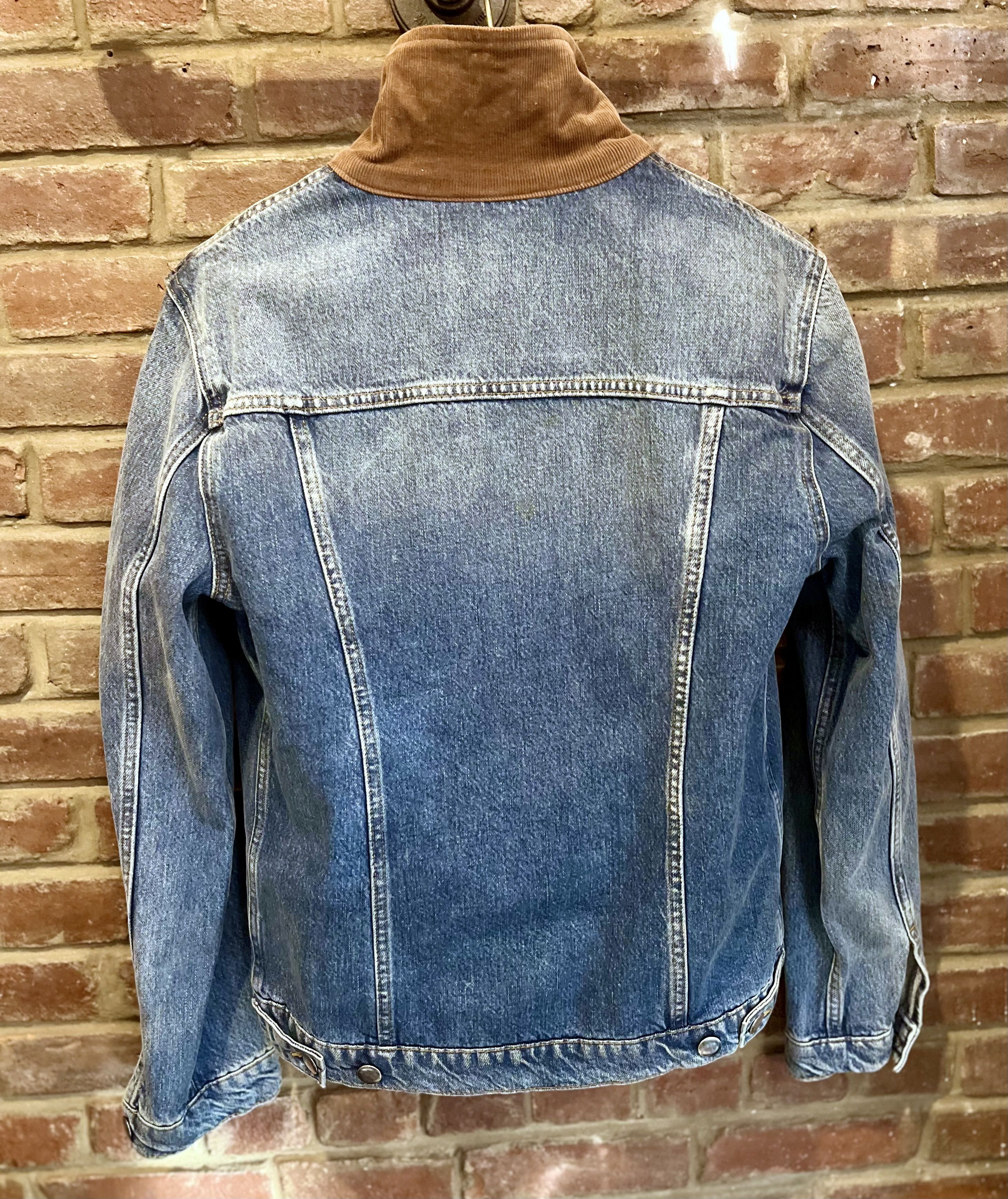Frame Distressed Light Denim Corduroy-Trimmed Collar Jacket Size US S / EU 44-46 / 1 - 3 Thumbnail