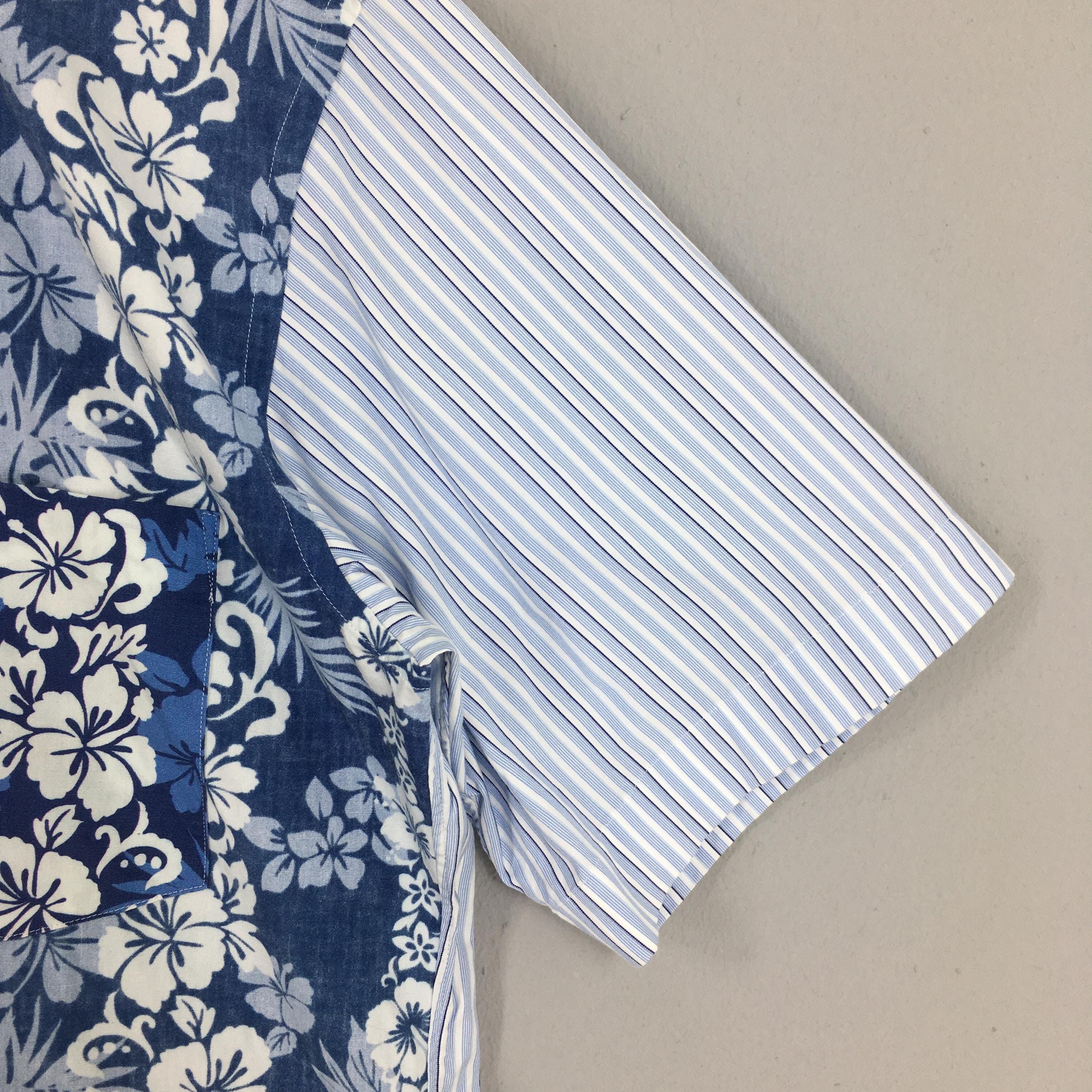 CDG by Comme des Garcons VTG Comme Des Garcons Men Flower Stripes Blue Shirt M Size US M / EU 48-50 / 2 - 4 Thumbnail