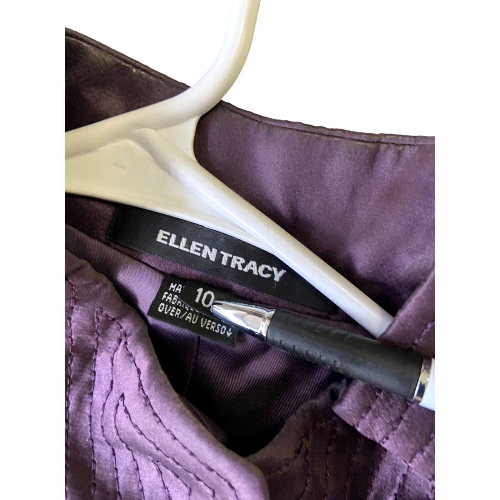 Ellen Tracy Ellen Tracy Blazer Purple 100% Silk Size 10 L/S Button Dress Designer Top Women Jacket Clothing Size L / US 10 / IT 46 - 2 Thumbnail