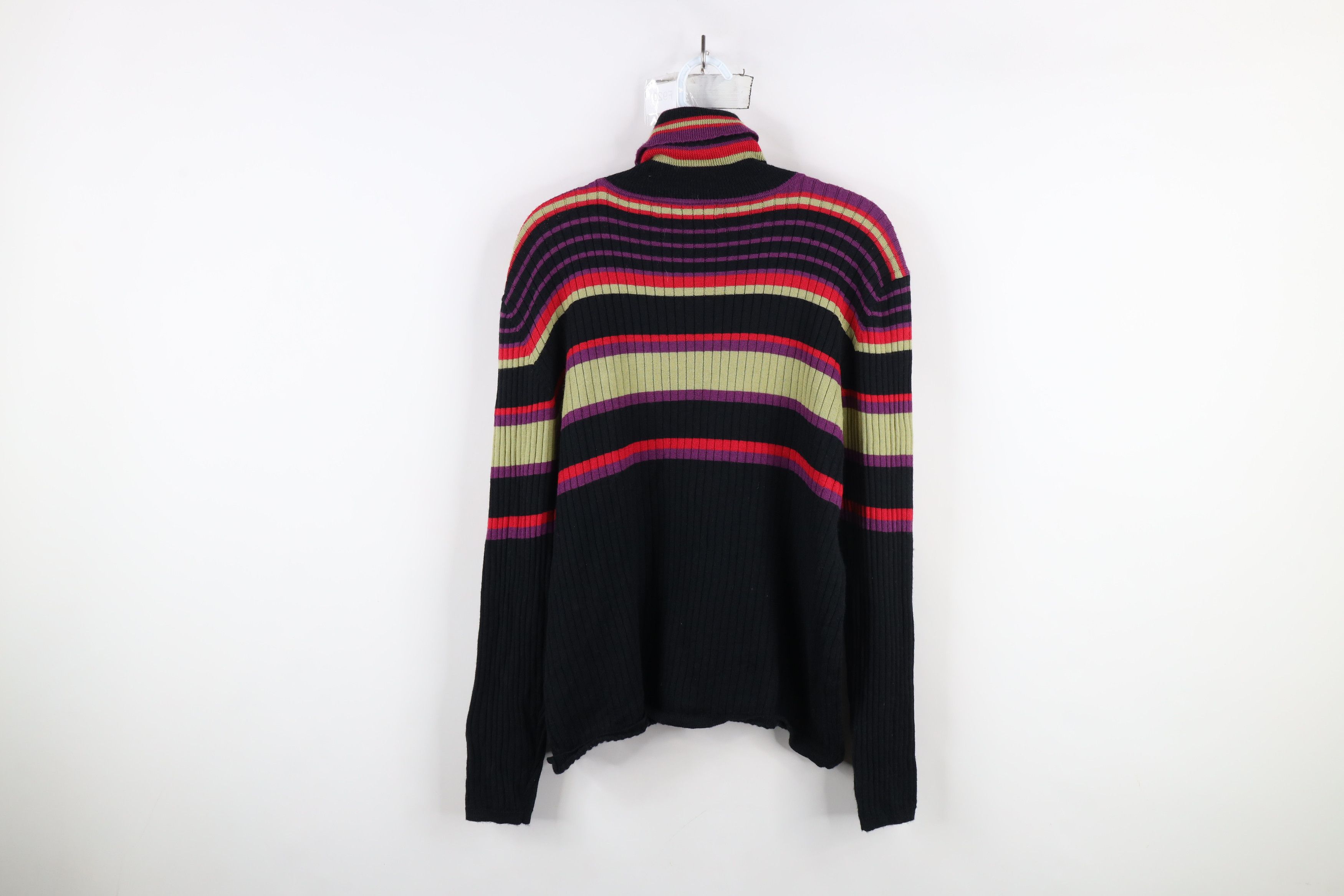 Vintage Vintage 90s Streetwear Wool Striped Knit Turtleneck Sweater Size XL / US 12-14 / IT 48-50 - 8 Thumbnail