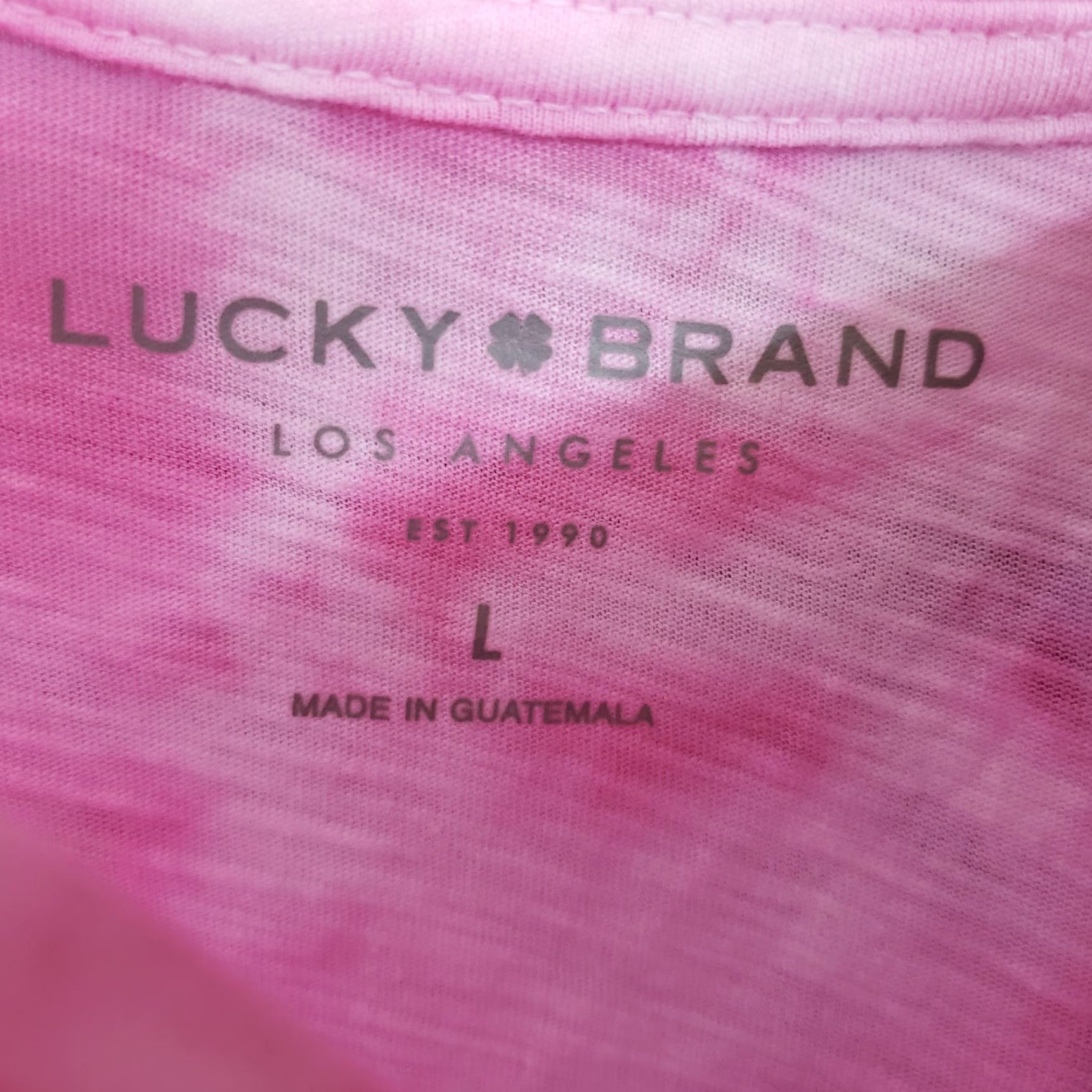 Lucky Brand Lucky Brand Womens Tee Shirt Sz Large Pink Tie Dye Short Sleeve Cotton Size 36" / US 14 / IT 50 - 7 Thumbnail