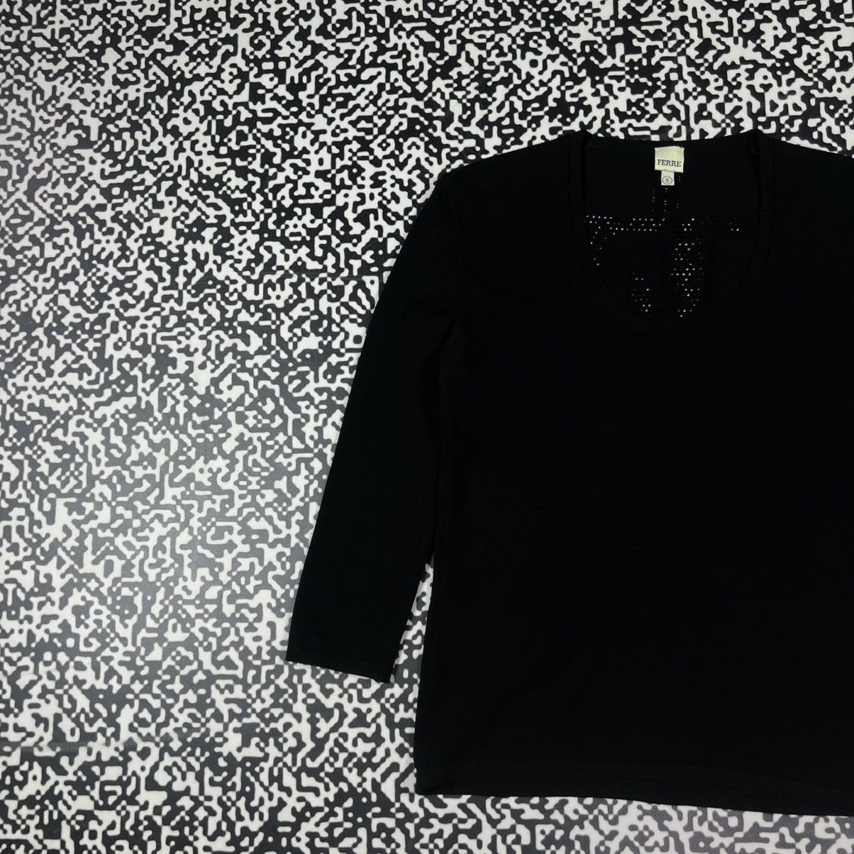 Ferre Vintage Y2K Ferre Gianfranco Luxury Big Logo Mesh Sweater Size S / US 4 / IT 40 - 4 Thumbnail