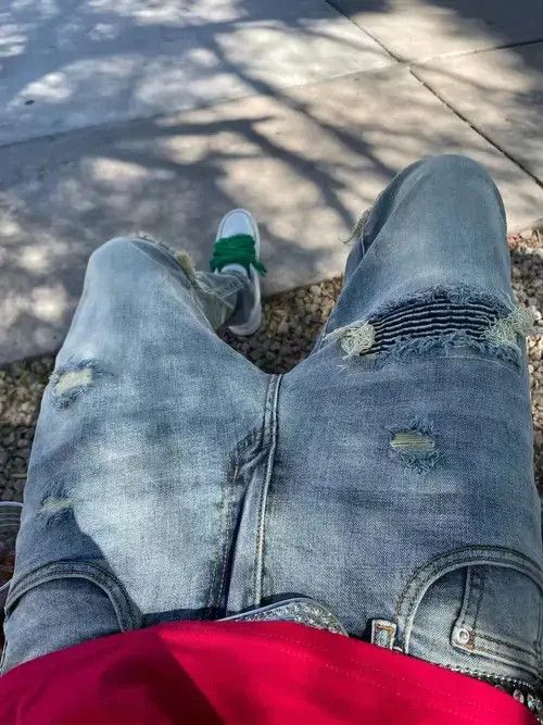 Other Men's Ripped Knee Distressed Biker Jeans Size US 32 / EU 48 - 2 Thumbnail