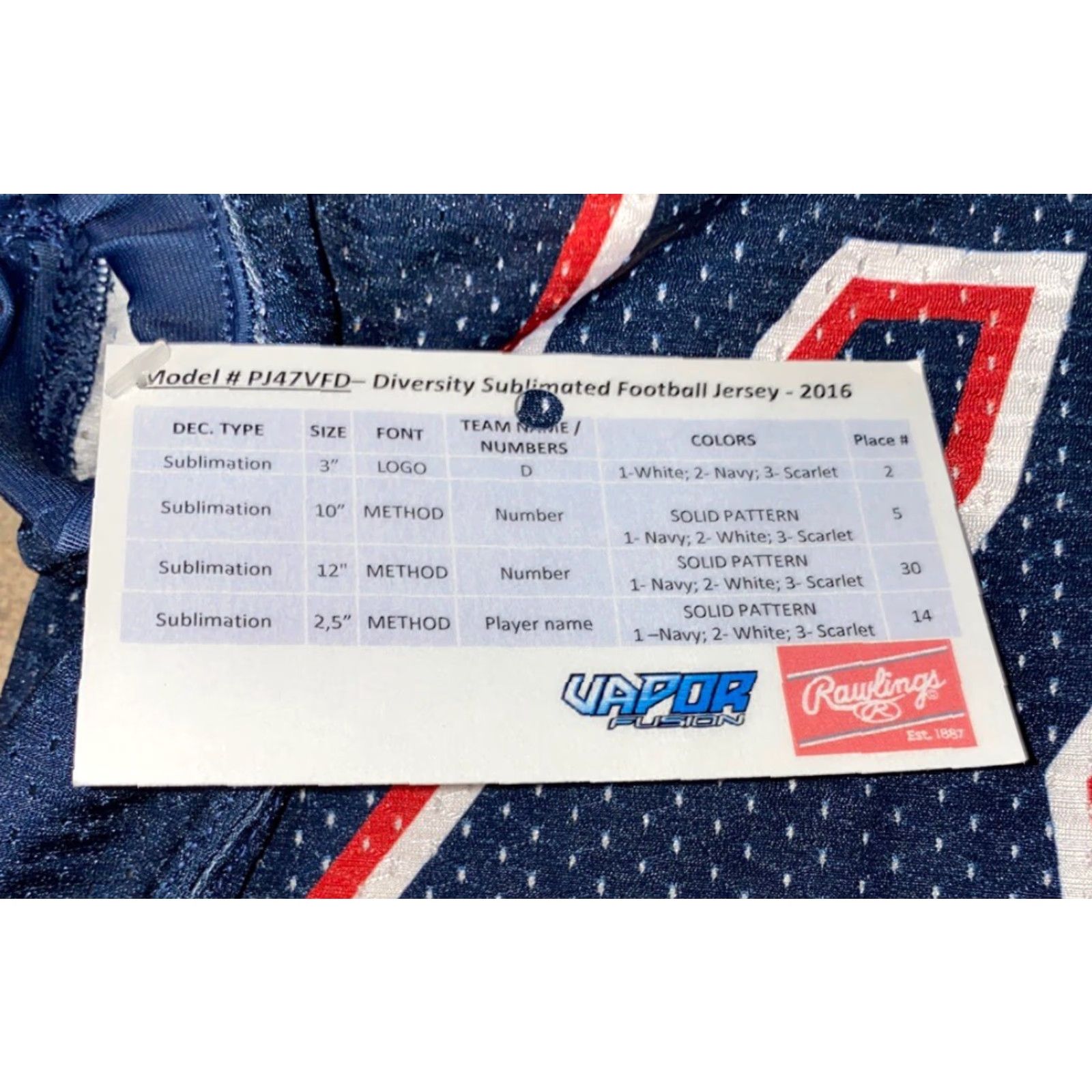 Vintage RAWLINGS Mens Football Jersey Navy Blue/Red Size M NWT Size US M / EU 48-50 / 2 - 5 Thumbnail
