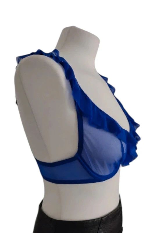 Chantal Thomass Luxury CHANTAL THOMASS Paris Sheer Mesh Bra - Electric Blue Size ONE SIZE - 1 Thumbnail