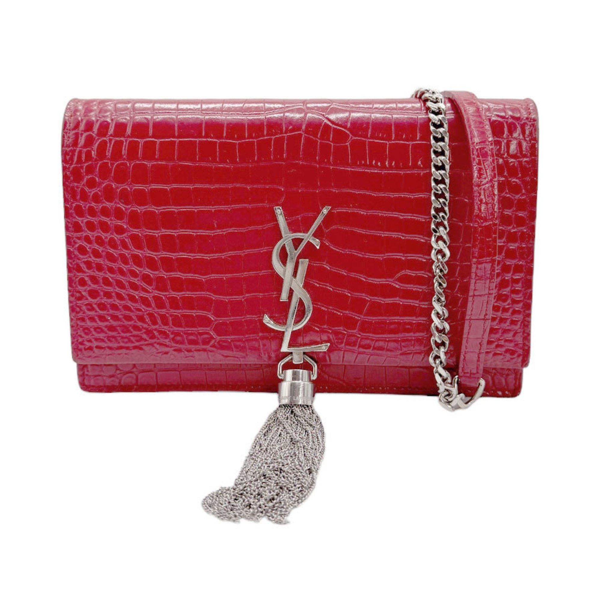 Saint Laurent Paris Saint Laurent Chain Wallet Embossed Leather Red Women s 452159 z0846 Grailed