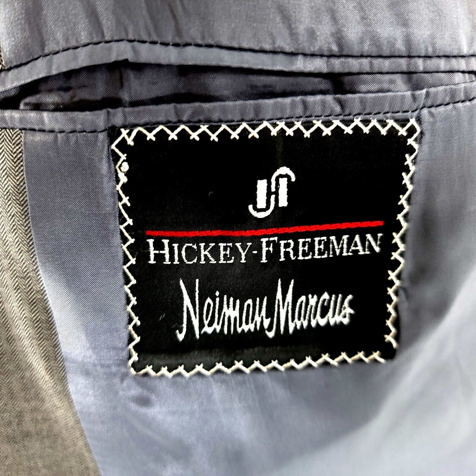 Hickey Freeman Hickey Freeman Neiman Marcus Wool 2 Button Gray Herringbone Size 42L - 8 Thumbnail