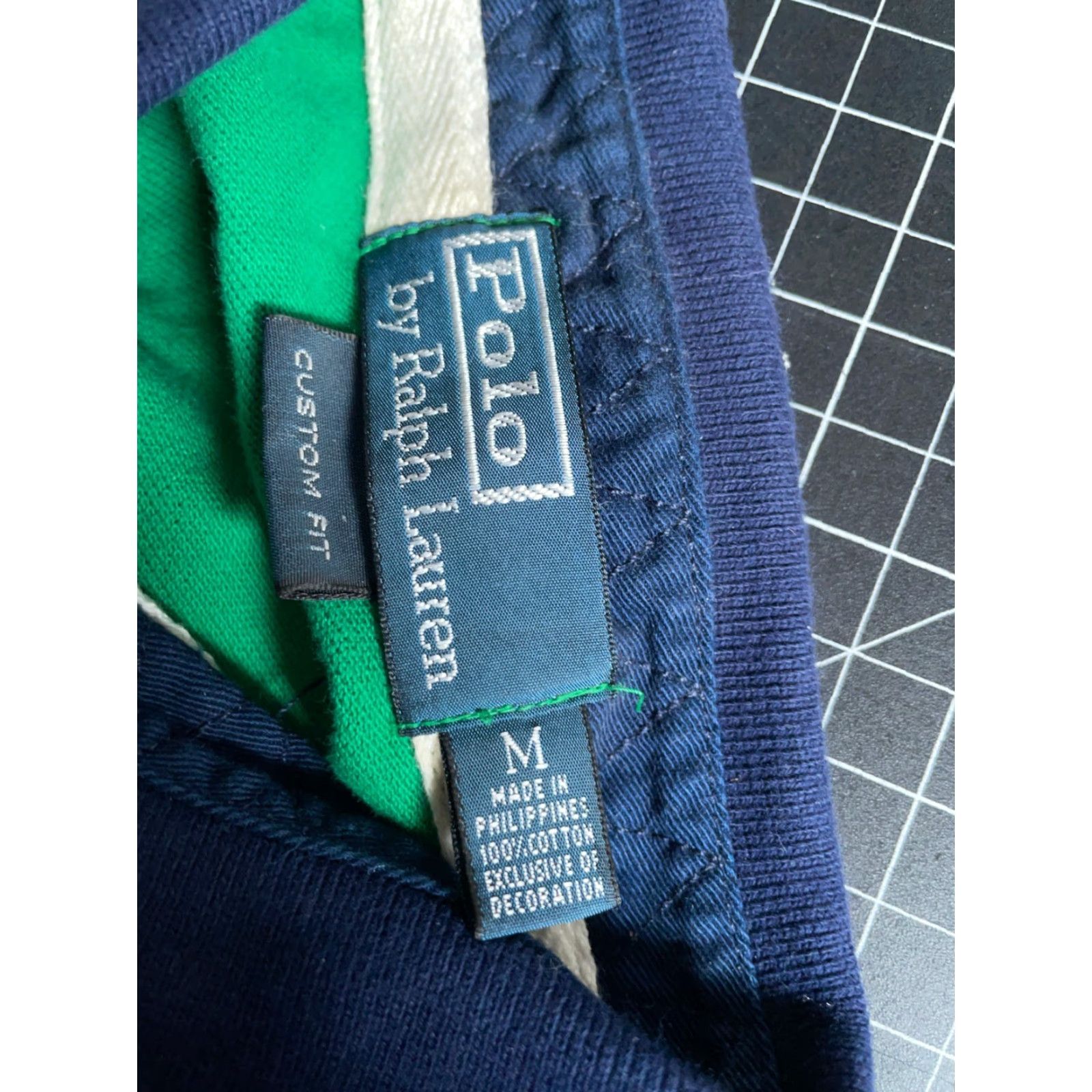 Polo Ralph Lauren Polo Ralph Lauren Polo Shirt Men Medium Green Blue Embroidered Custom Fit 90s Retro Horse Equestrian Cord Size US M / EU 48-50 / 2 - 7 Thumbnail