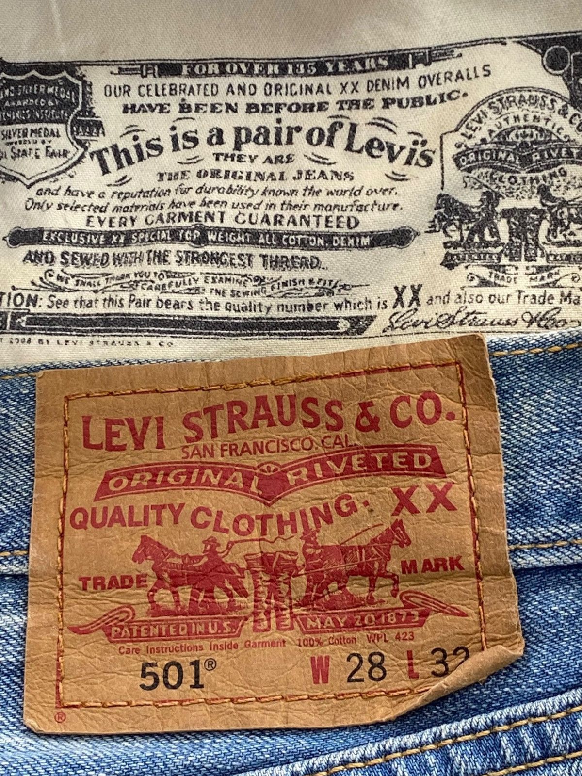 Levi's Levi’s 501 Distressed Whiskered Style Straight Leg Jeans Size US 29 - 11 Thumbnail