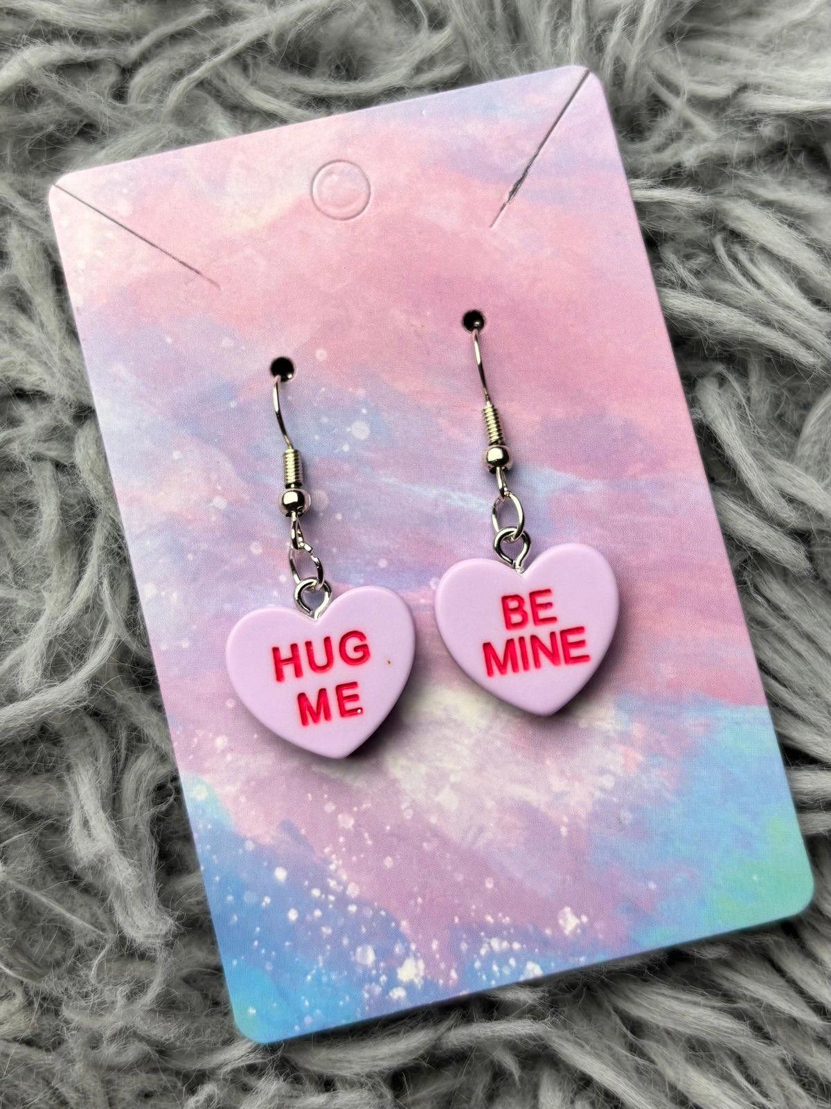Handmade Pastel purple lilac Heart valentines sweethearts earrings Size ONE SIZE - 1 Preview