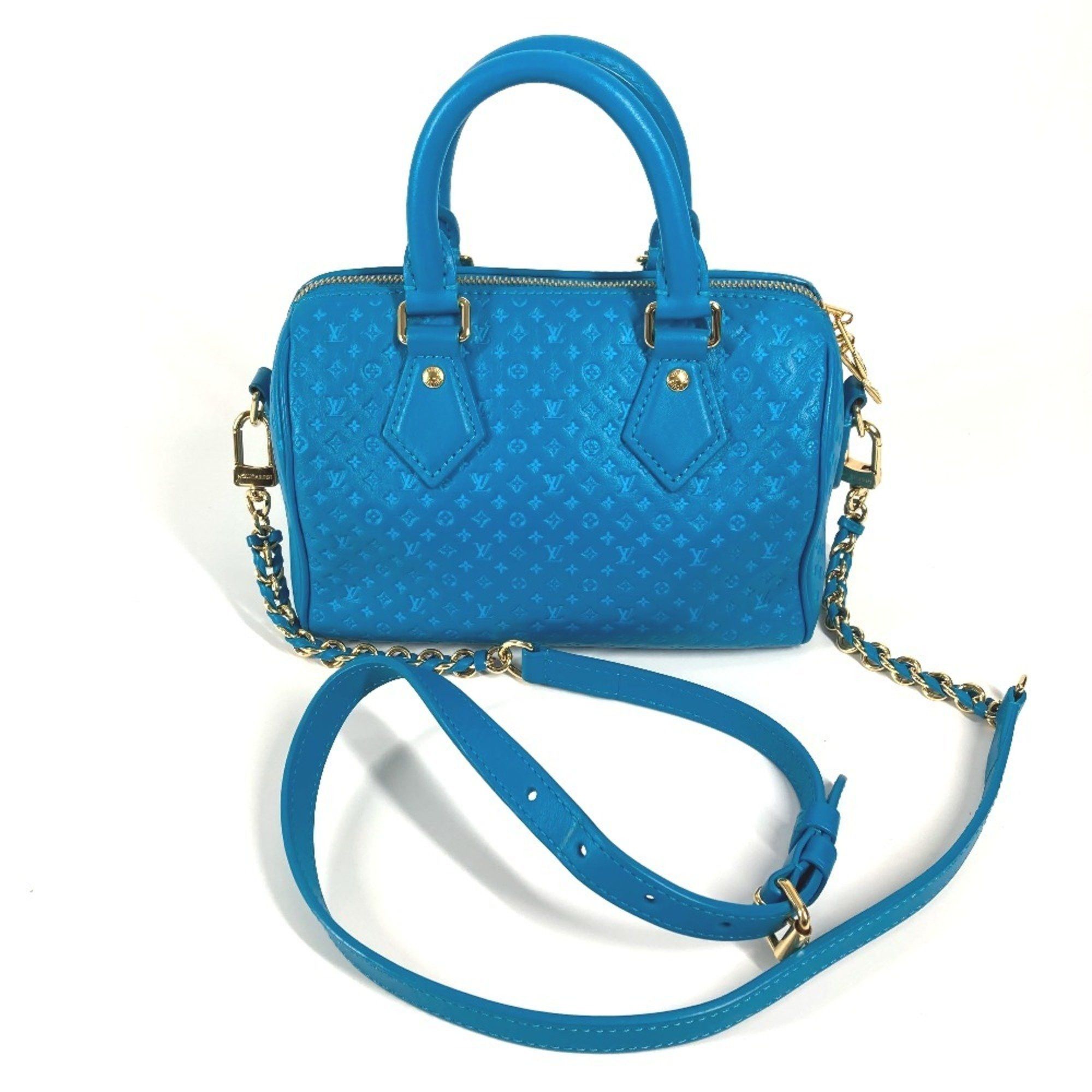 Louis Vuitton M22596 Monogram Nanogram Speedy Bandouliere 20Cm Shoulder Bag 2Way Crossbody Handbag Calf Leather Women's Blue