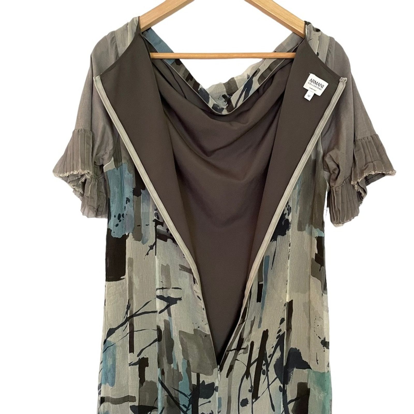 Giorgio Armani Giorgio Armani Collezioni Silk Chiffon Abstract Print Dress Size XL / US 12-14 / IT 48-50 - 6 Thumbnail