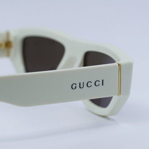 Gucci Gucci GG1134S 003 Sunglasses Ivory Rectangle Frame, Brown Size ONE SIZE - 5 Thumbnail