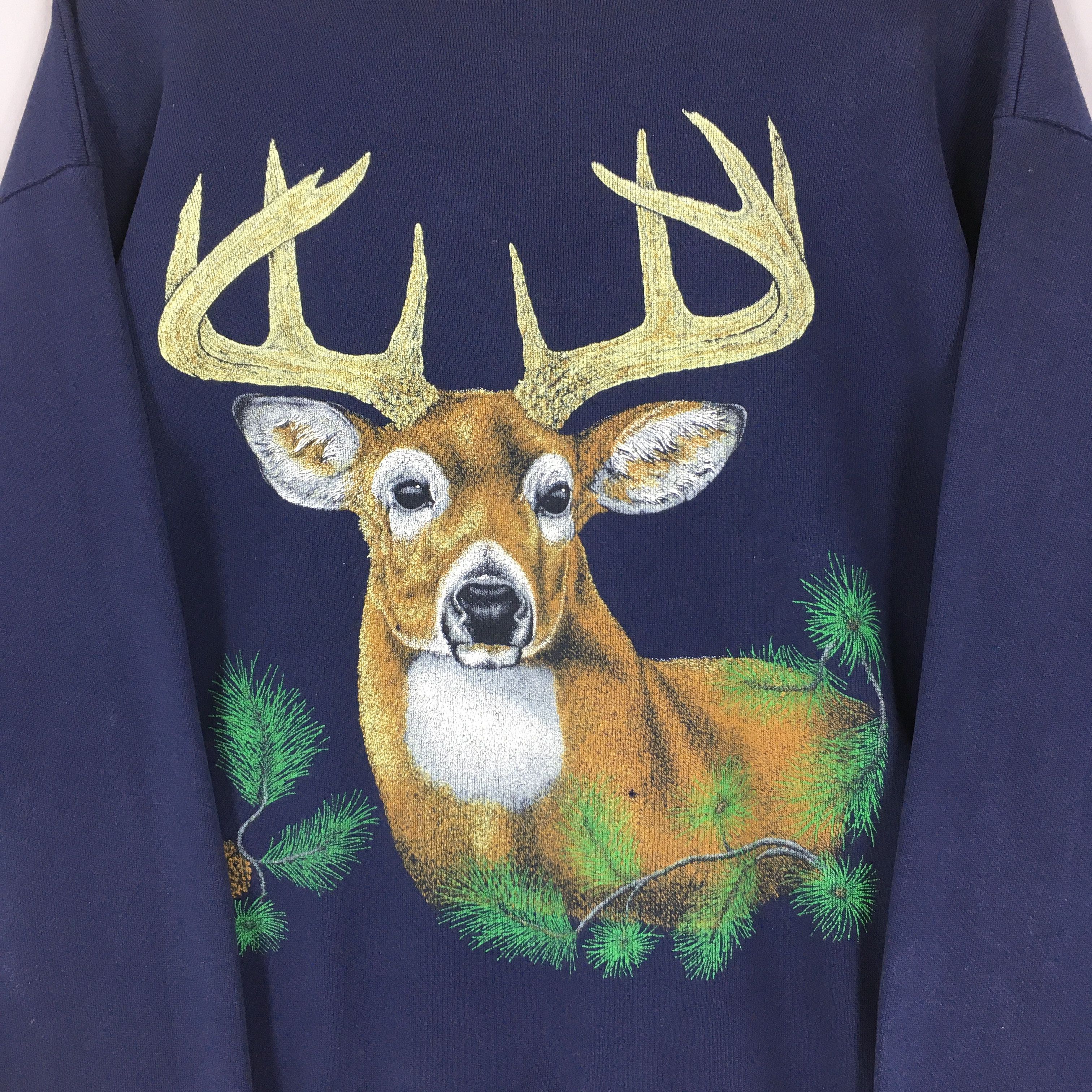 Habitat Vintage 80s White-tailed Deer Wildlife Sweatshirt XLarge Size US XL / EU 56 / 4 - 2 Thumbnail