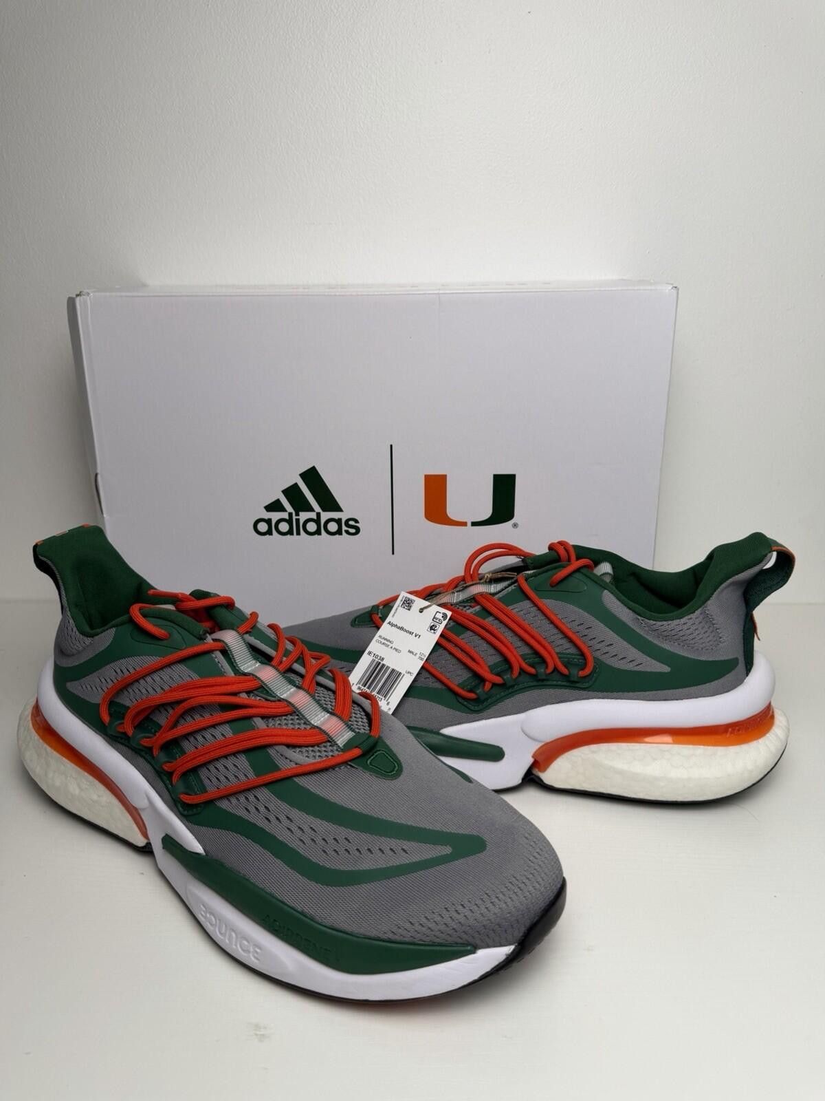 Adidas Size 13 - adidas Alphaboost V1 NCAA Pack - Miami Size US 13 / EU 46 - 1 Thumbnail