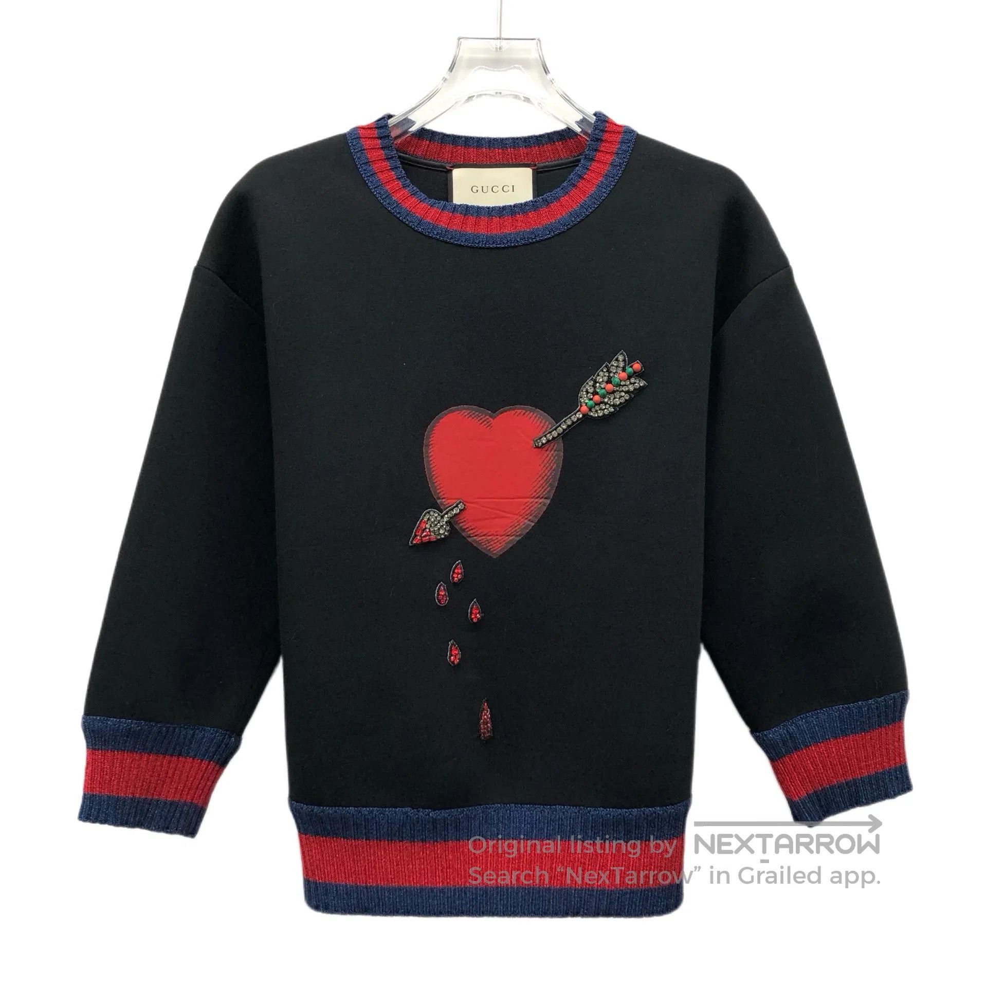 Gucci Guicci Black one-arrow-through-heart diamond-studded print Size US XXS / EU 40 - 1 Thumbnail