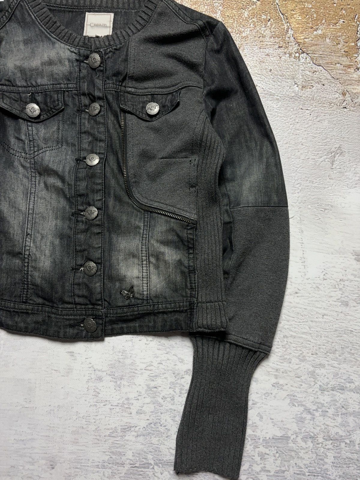 Vintage Cropped mixed denim vintage bomber jacket grunge style Size S / US 4 / IT 40 - 3 Thumbnail