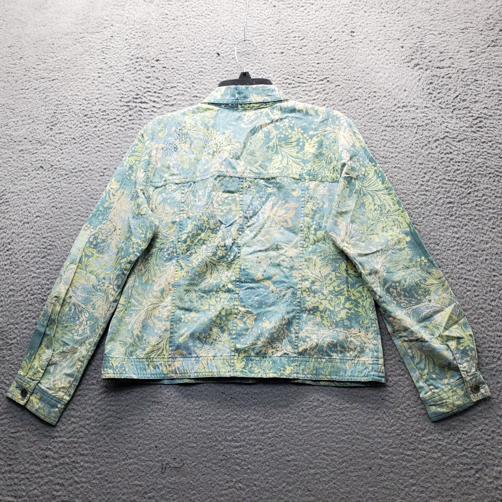 Coldwater Creek Coldwater Creek Womens Jacket M Beaded Collared Leaf Print Front Button Front Size M / US 6-8 / IT 42-44 - 2 Thumbnail