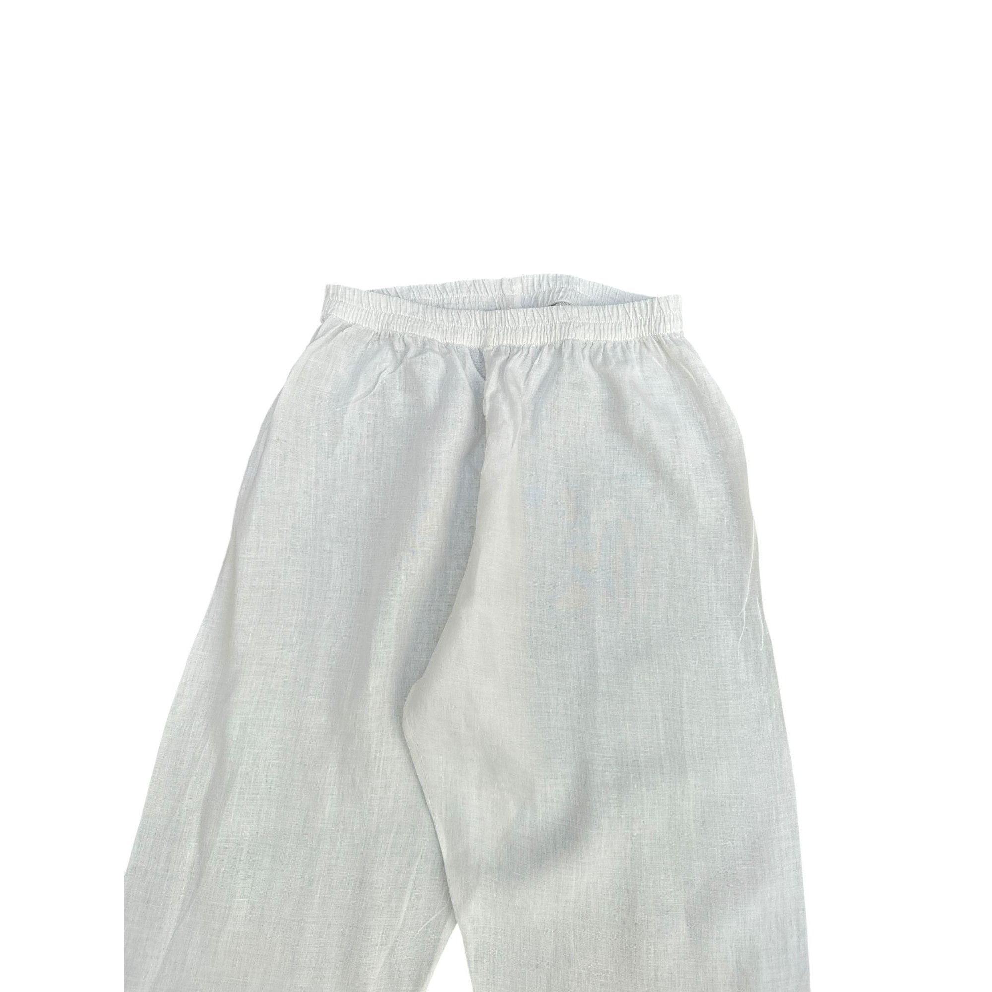 Dries Van Noten White Embroidered Cotton Pants Size 26" / US 2 / IT 38 - 2 Thumbnail