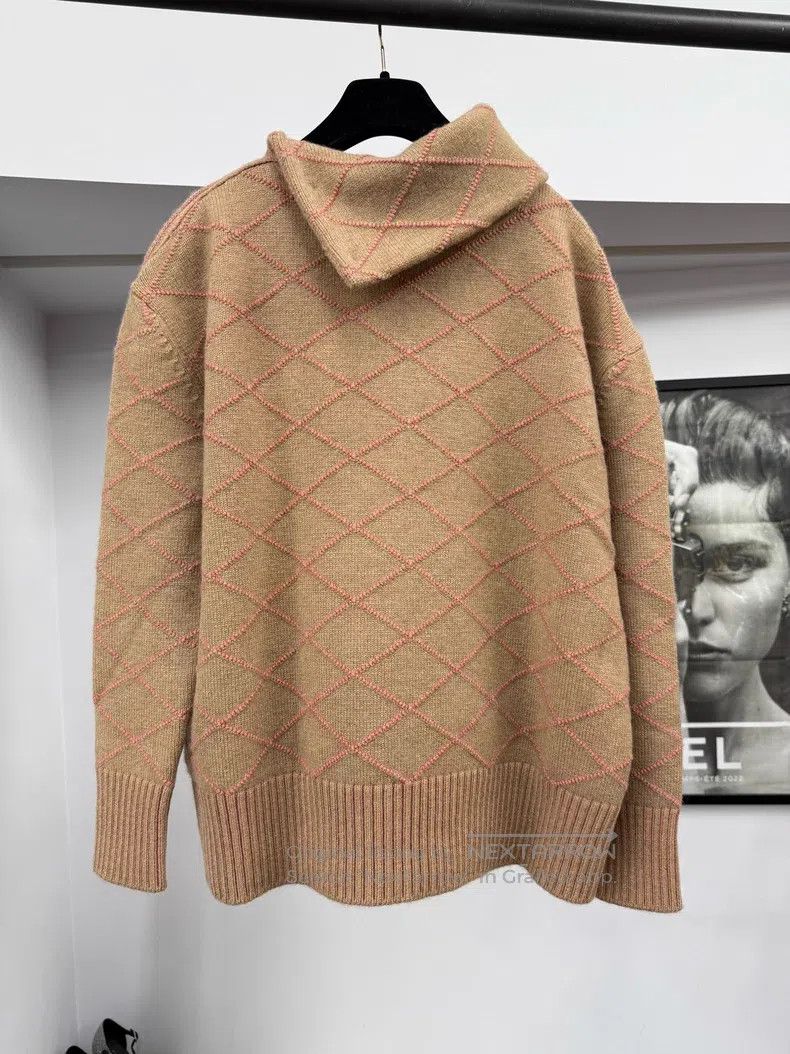 Hermes Hermes Khaki diamond pattern cashmere sweater Size XXS / US 00 / IT 34 - 3 Thumbnail