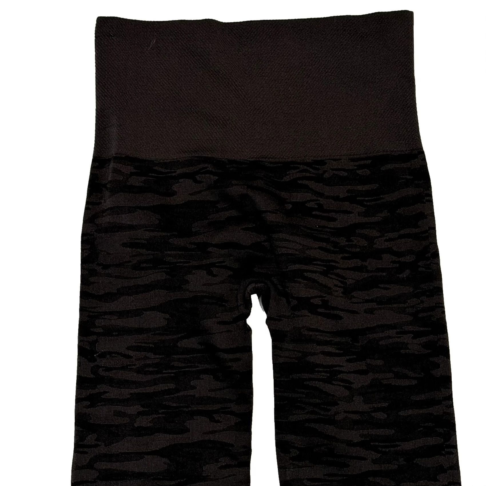 Spanx Assets by Spanx Leggings Women's Small Black Camouflage High Rise Ankle Shaping Knit Nyl Spandex Elastic Waist Trouser? Size 28" / US 6 / IT 42 - 3 Thumbnail