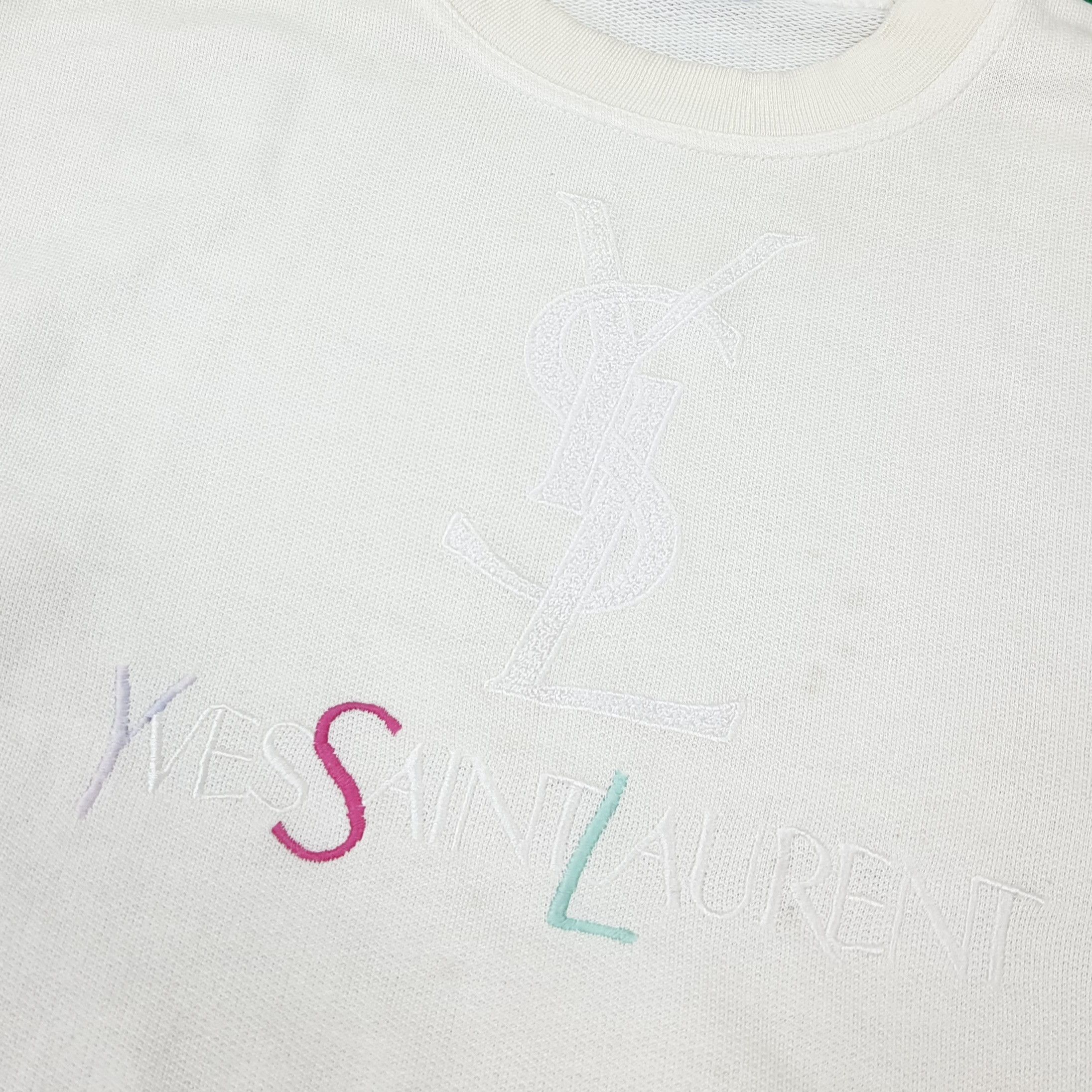 Vintage × Yves Saint Laurent Vintage Yves Saint Laurent White Embroidery Sweatshirt Size US XS / EU 42 / 0 - 2 Thumbnail