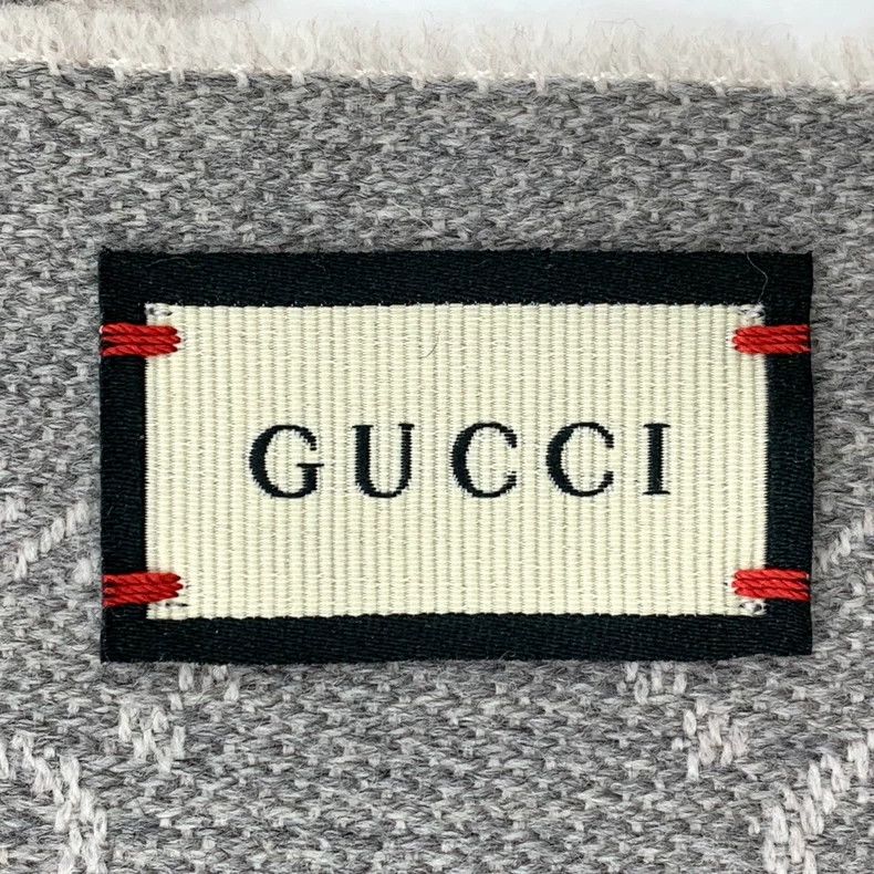 Gucci GucciGray logo jacquard full-print wool tassel scarf 2503-N Size ONE SIZE - 8 Thumbnail