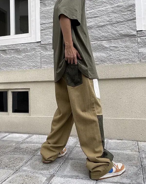 VIBE Khaki bandana patchwork grunge pants aesthetic Size US 34 / EU 50 - 2 Thumbnail