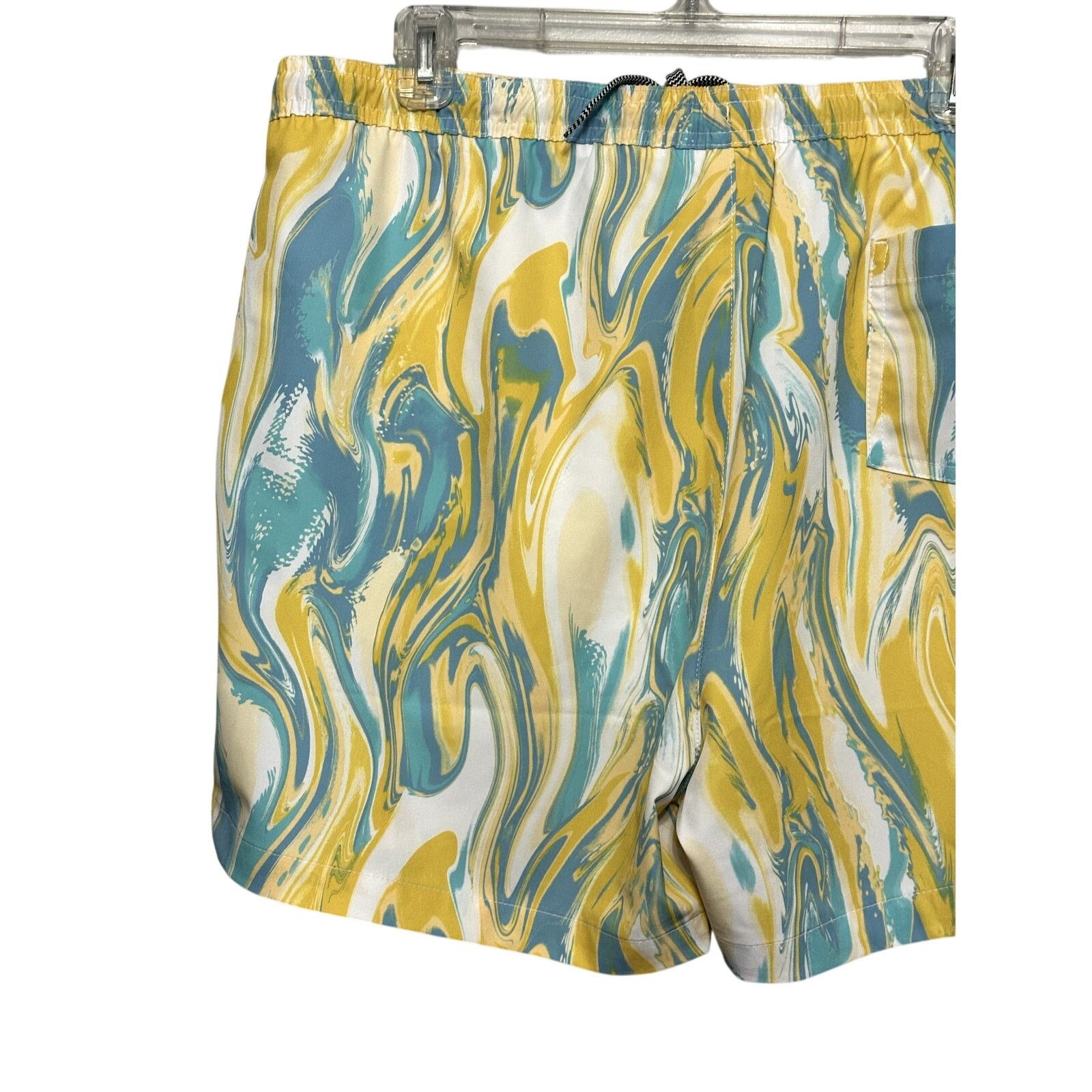 Other Open Edit Men's Yellow/Blue Swirl Volley Swim Trunks XL NWT Size US 36 / EU 52 - 6 Thumbnail