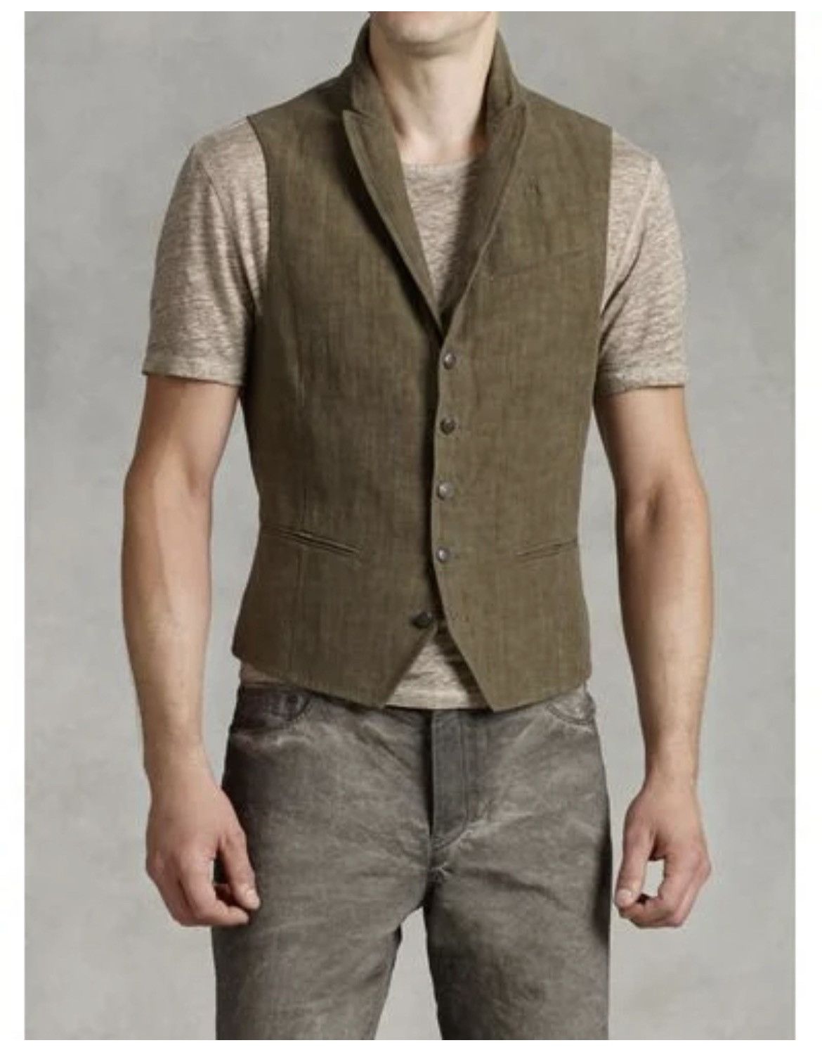 image of John Varvatos Peak Lapel Vest. 50 in Brown, Men's (Size Medium)