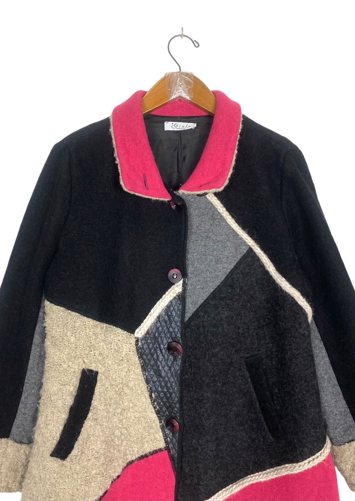 Vintage Rare‼️Mr. Giuln Patchwork Wool Coat Made in Italy Size M / US 6-8 / IT 42-44 - 4 Thumbnail