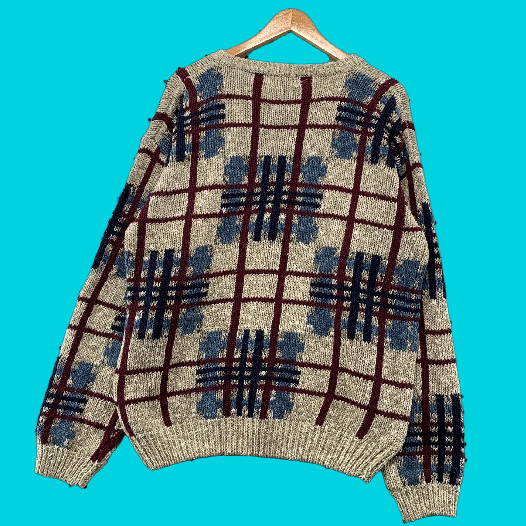 Vintage VINTAGE St. John's Bay Sweater Mens L Beige Plaid Linen Ramie Blend Casual Pullover Knit Crew Neck Winter Fall Spring Men Size US L / EU 52-54 / 3 - 1 Thumbnail