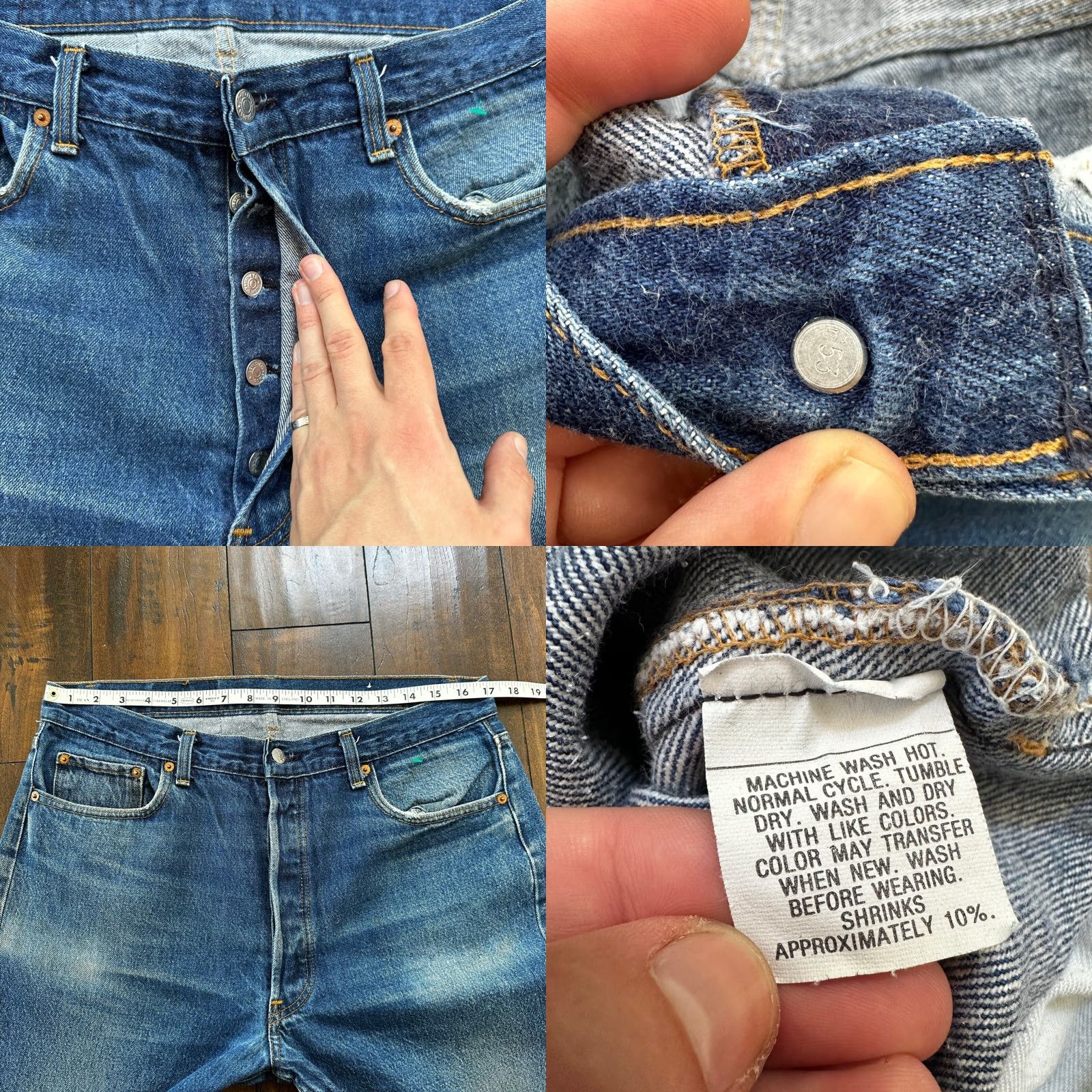 Levi's VINTAGE Levi's 501 Jeans Mens 38x36 Button Fly Straight Blue Denim Mid Rise USA Tag 80s 90s Theme Size US 38 / EU 54 - 8 Thumbnail