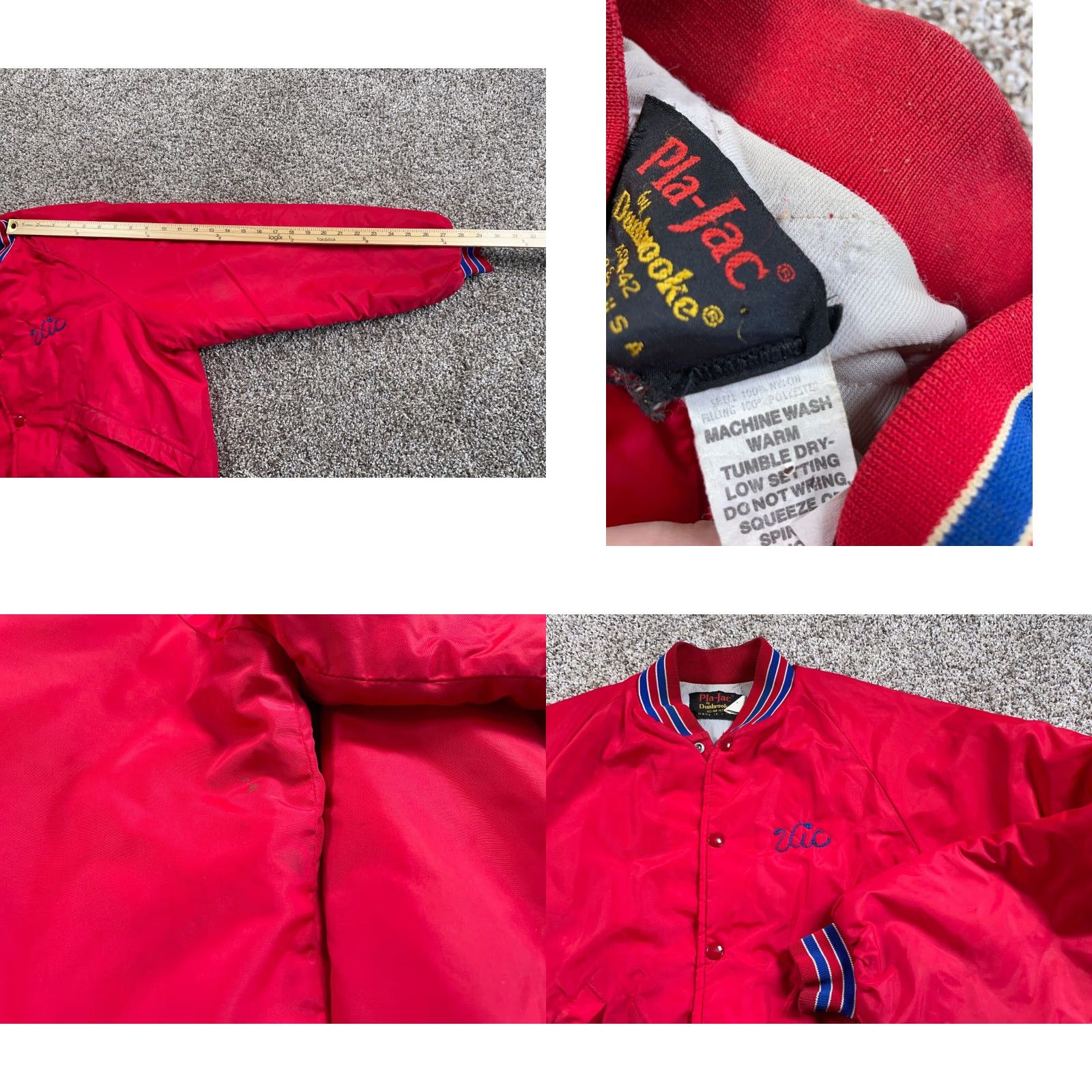 Dunbrooke VTG Dunbrooke Michigan Construction Company Satin Jacket Medium Red Bomber Jacket Satin Vintage Red Dunbrooke Jacket Size US M / EU 48-50 / 2 - 8 Thumbnail