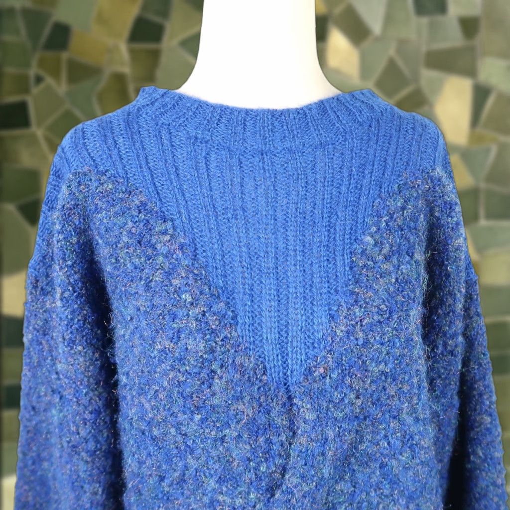 Vintage VINTAGE 80s Cobalt Blue Fuzzy Marled Chunky Knit Sweater L Shirt? Size L / US 10 / IT 46 - 1 Thumbnail