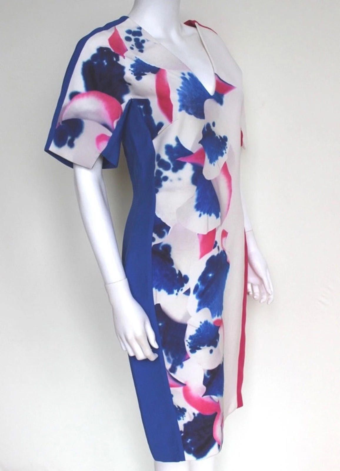 Other Roland Mouret Fuchsia Pink and Blue Print dress uk 12 Size M / US 6-8 / IT 42-44 - 3 Thumbnail