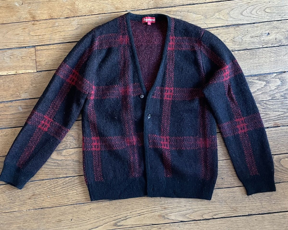 トップスsupreme plaid mohair cardigan 14aw sサイズ - トップス