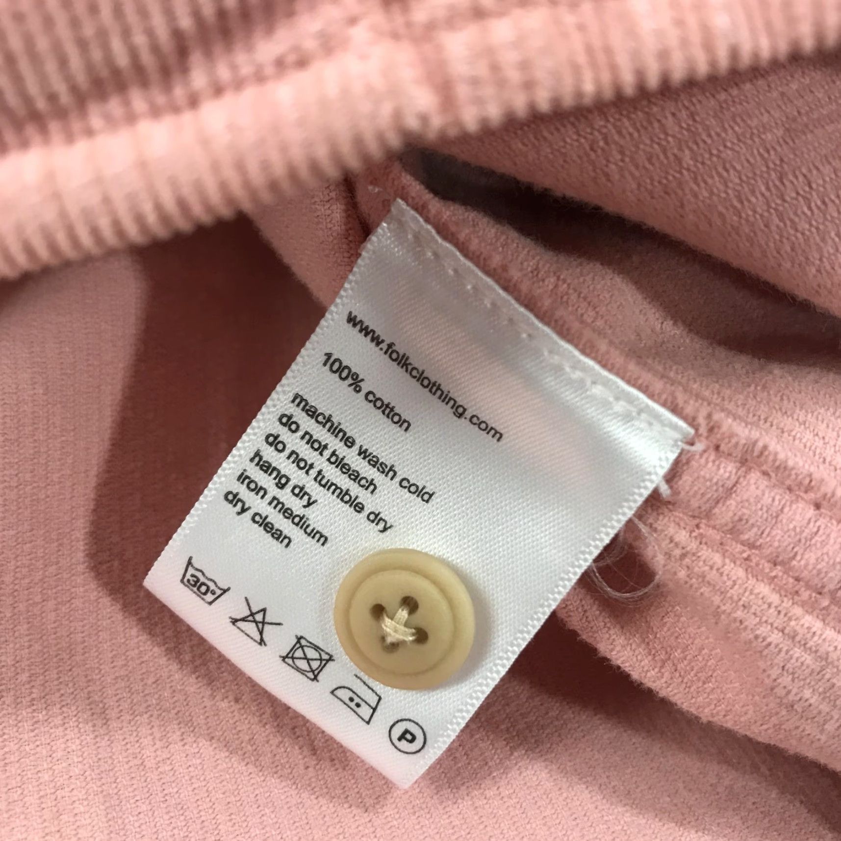 Folk Folk Shirt Mens Large Pink Corduroy Long Sleeve Button Front Cotton Designer Size US L / EU 52-54 / 3 - 5 Thumbnail